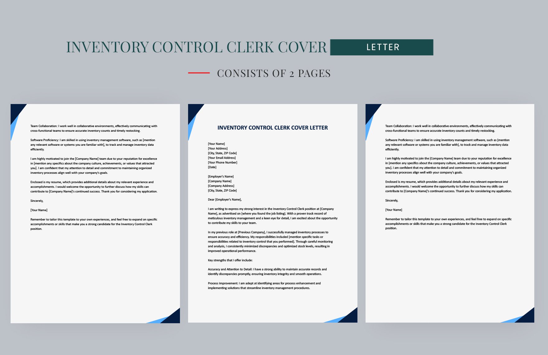 Inventory Control Clerk Cover Letter