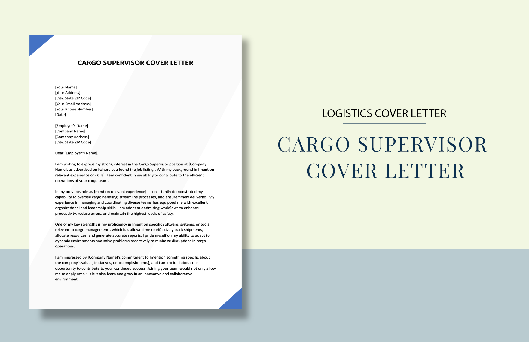 Cargo Supervisor Cover Letter in Word, Google Docs, Apple Pages