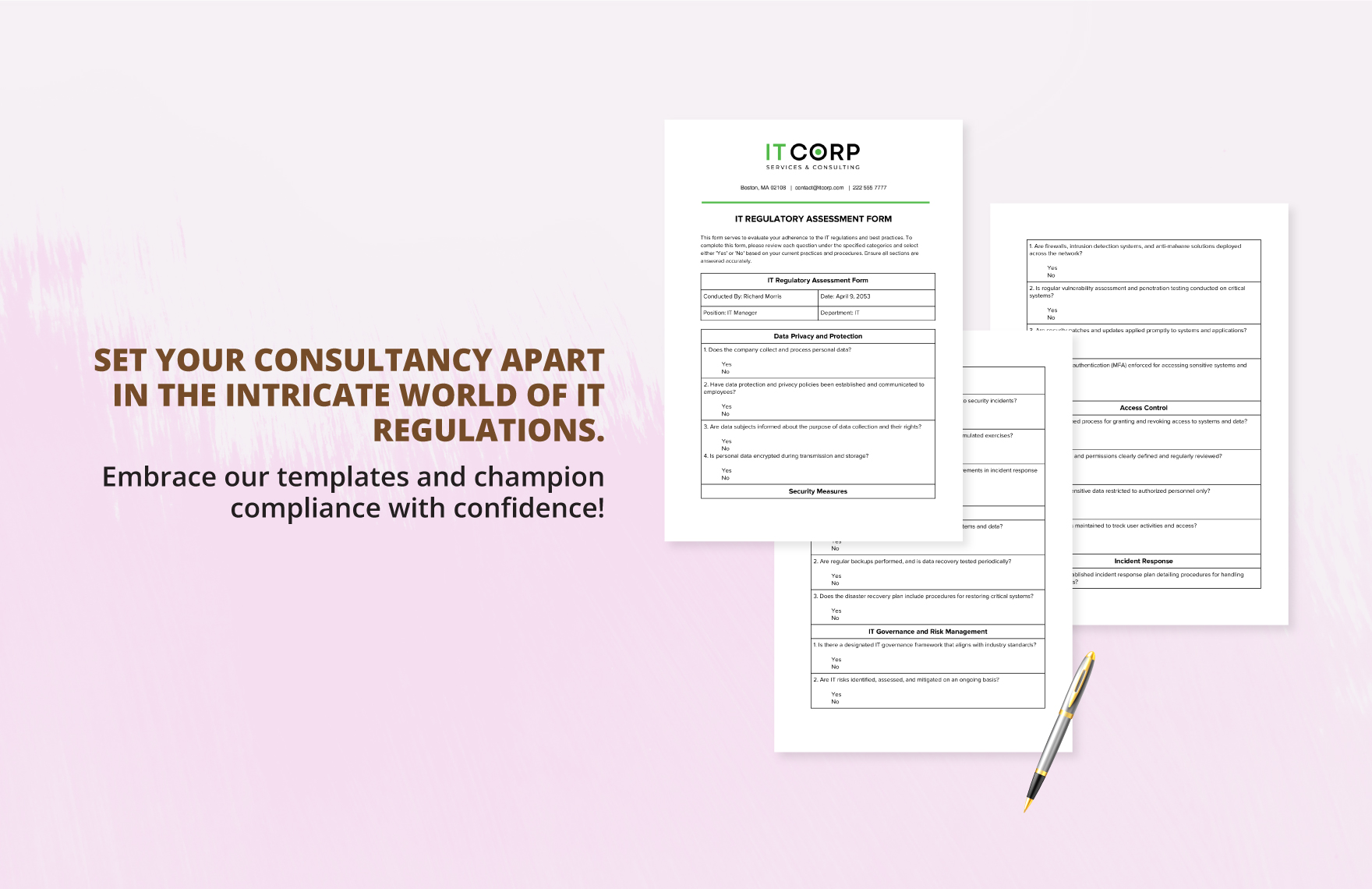 IT Regulatory Assessment Form Template