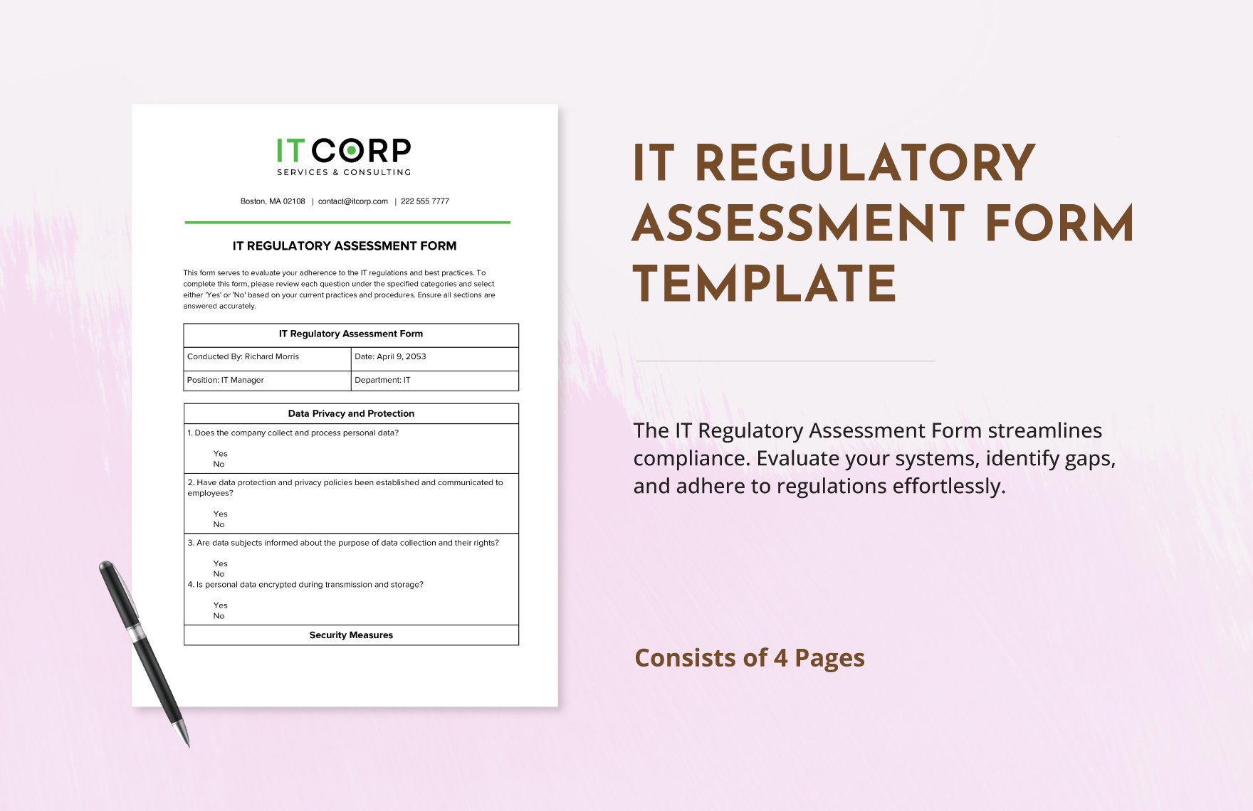 IT Regulatory Assessment Form Template
