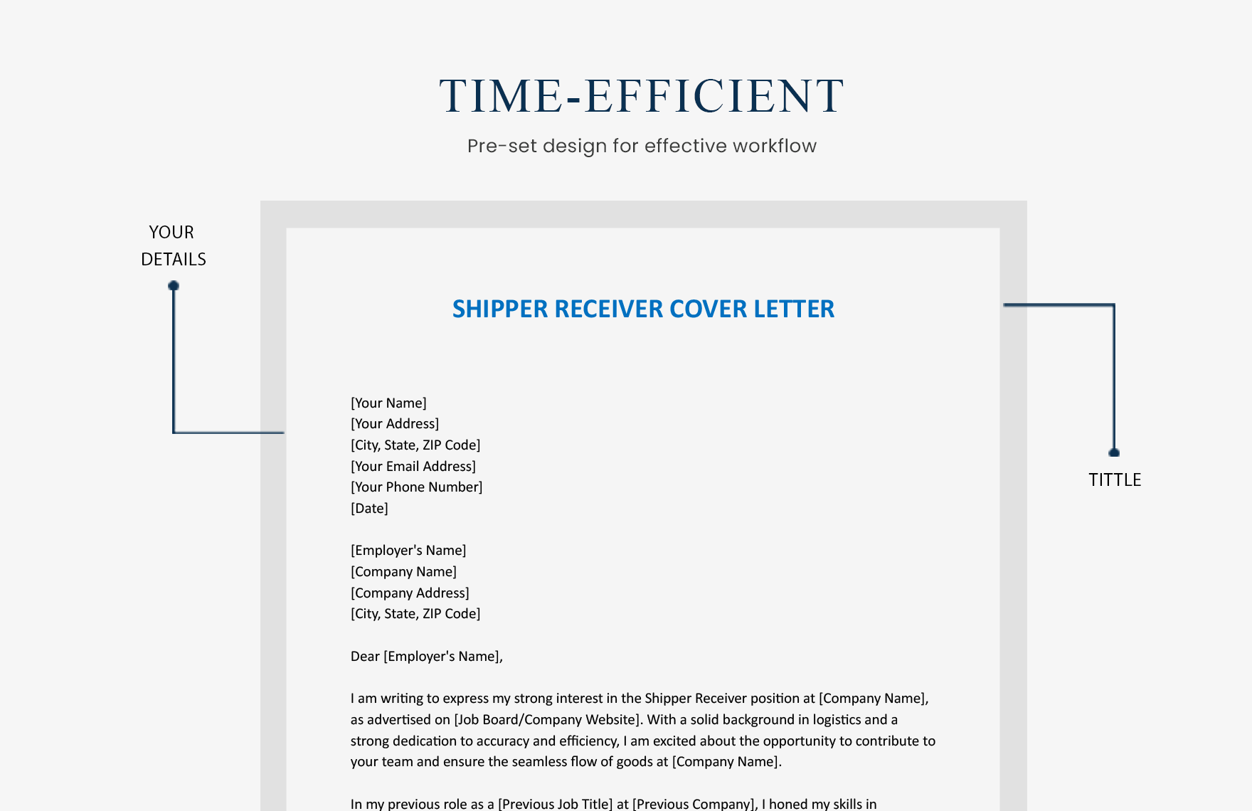 Shipper Receiver Cover Letter