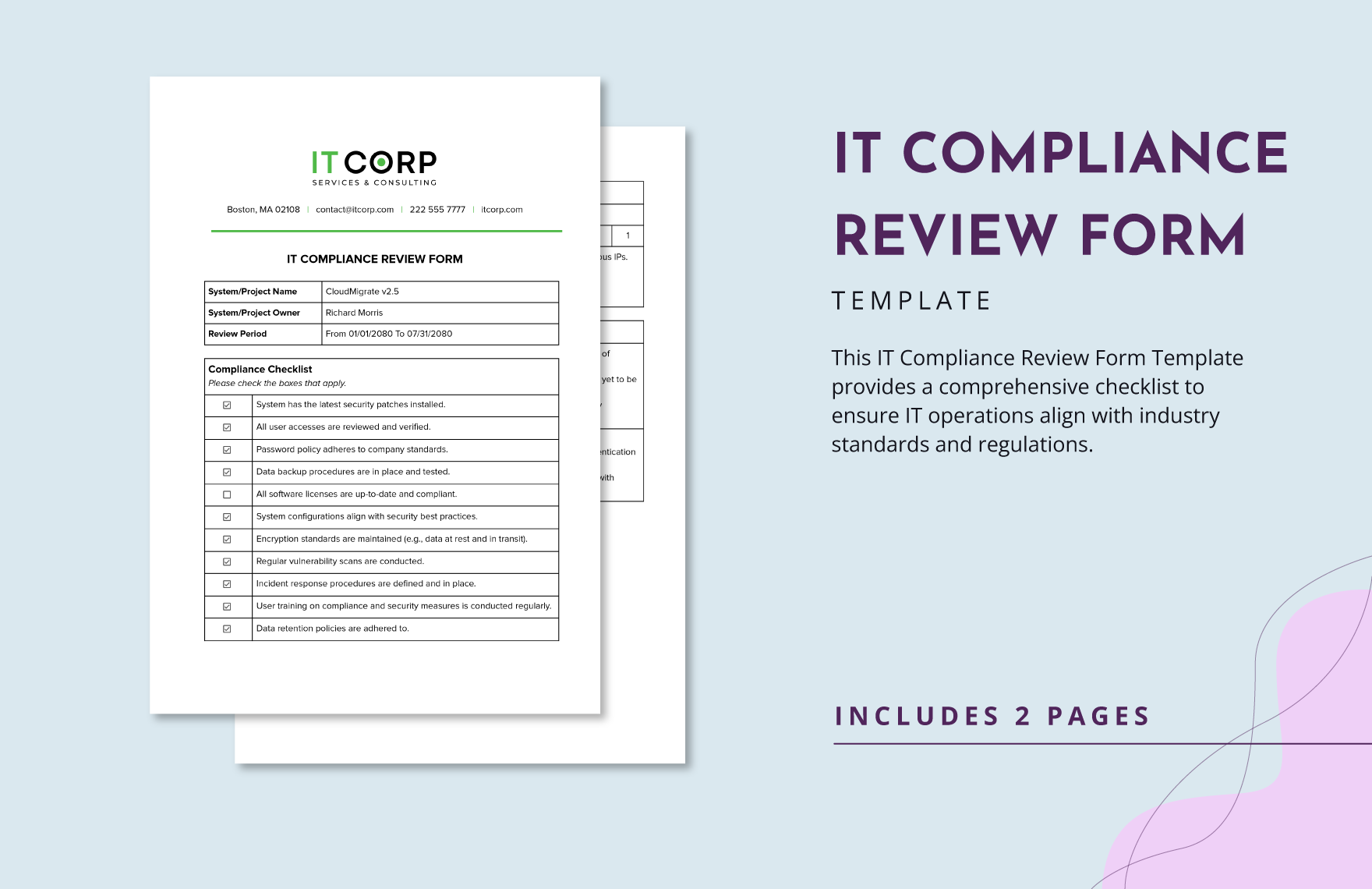 IT Compliance Review Form Template in Word, Google Docs, PDF