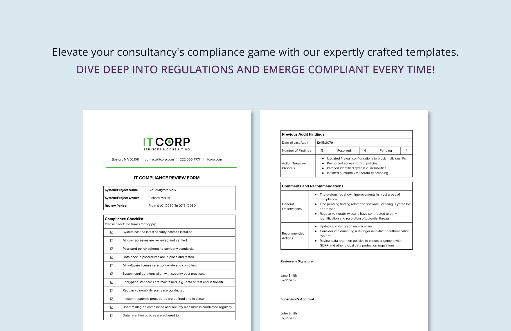 IT Compliance Review Form Template