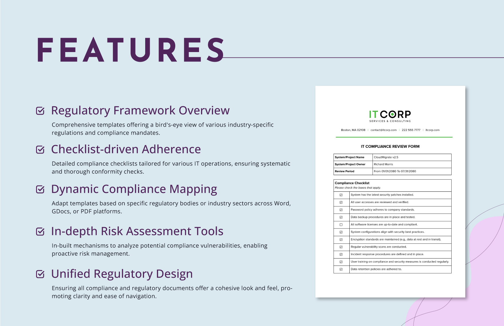 IT Compliance Review Form Template