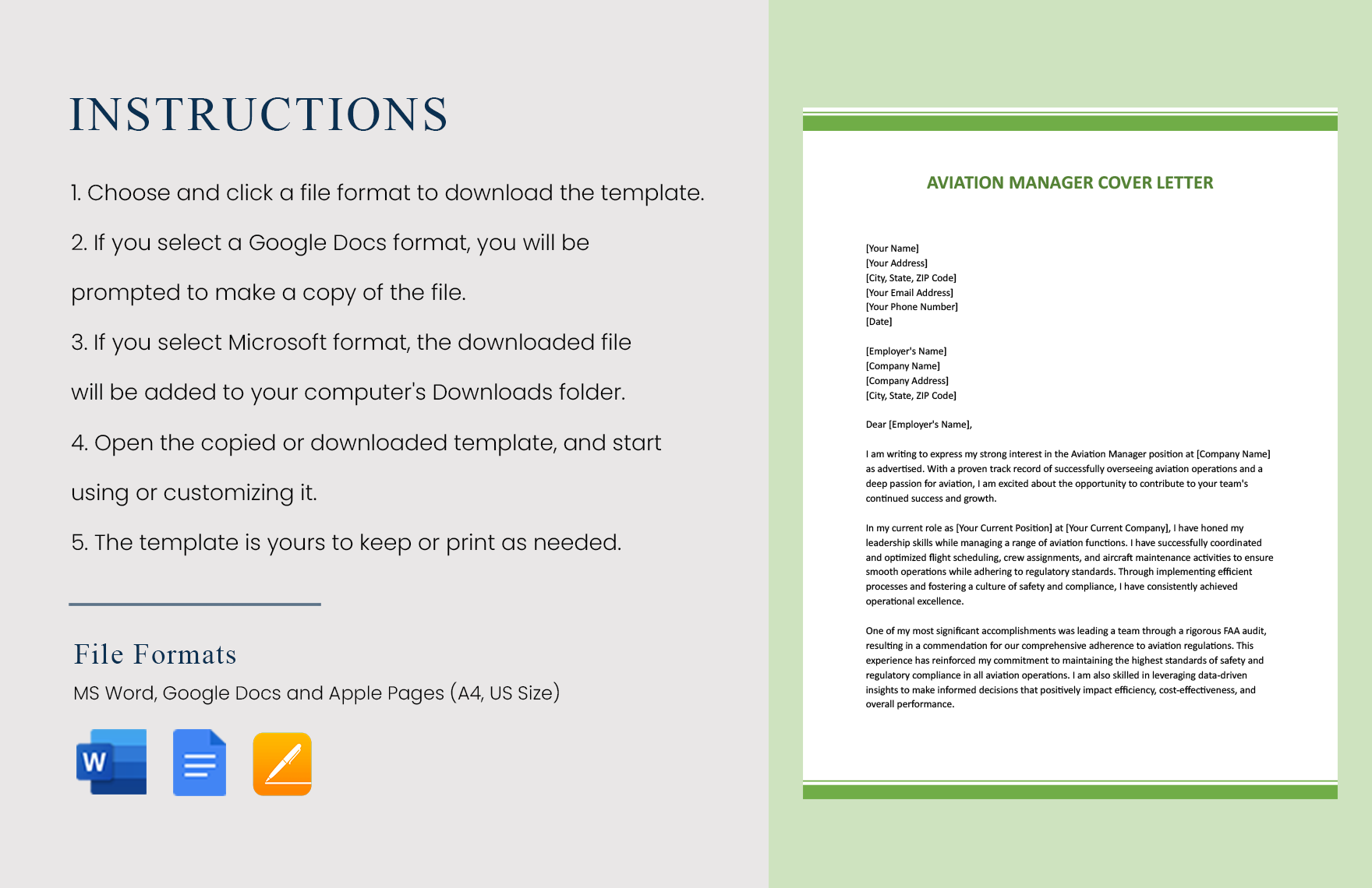 Aviation Manager Cover Letter