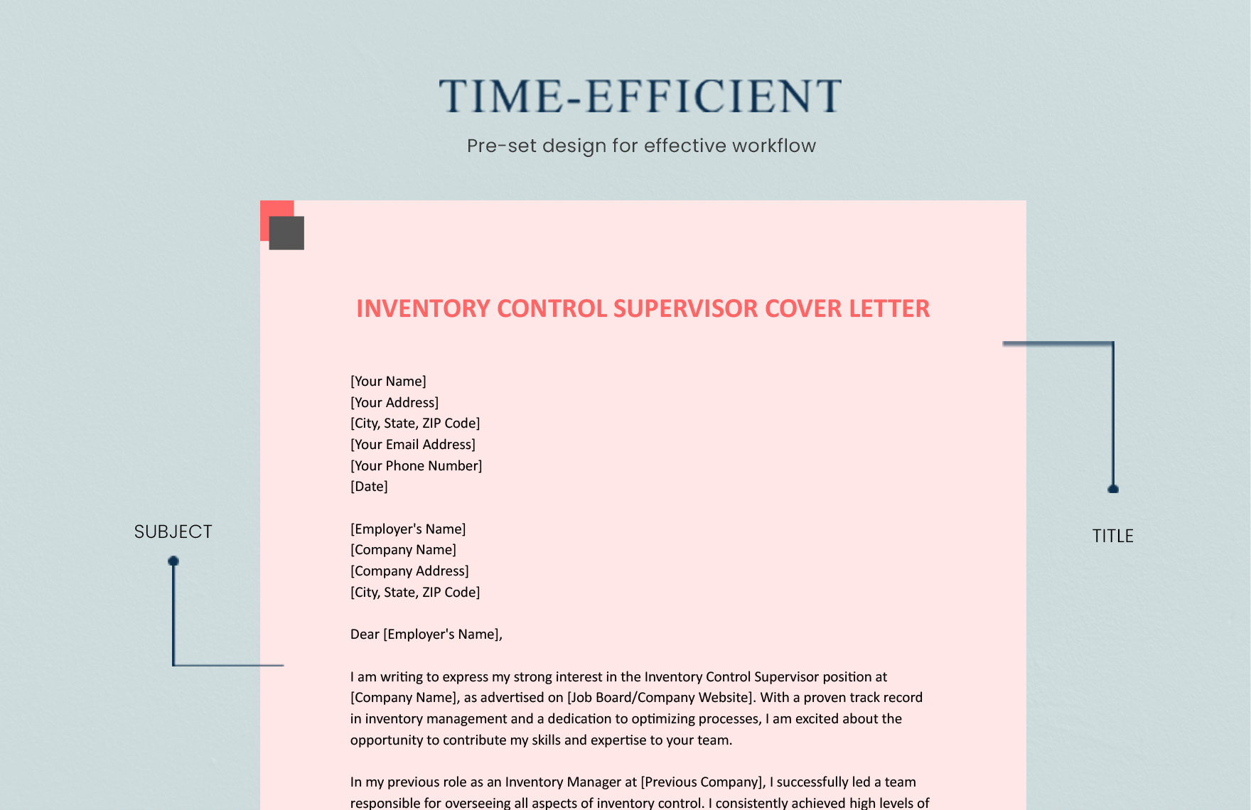 Inventory Control Supervisor Cover Letter