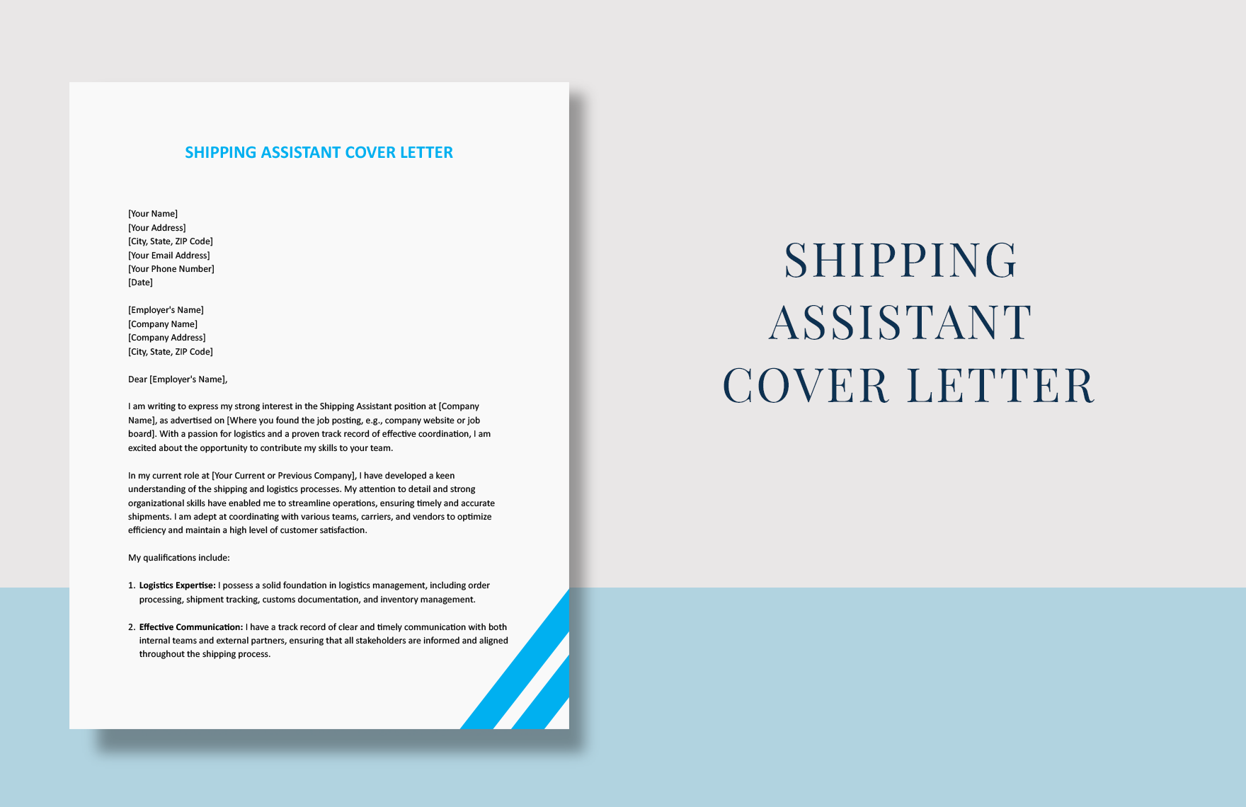 Shipping Assistant Cover Letter