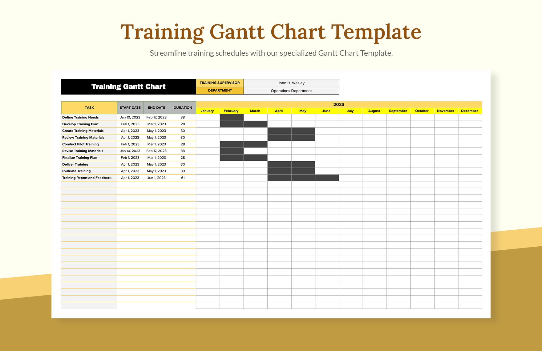 Training Gantt Chart Template