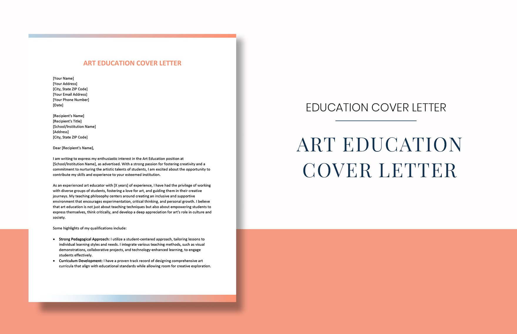 Art Education Cover Letter in Word, Google Docs, Apple Pages