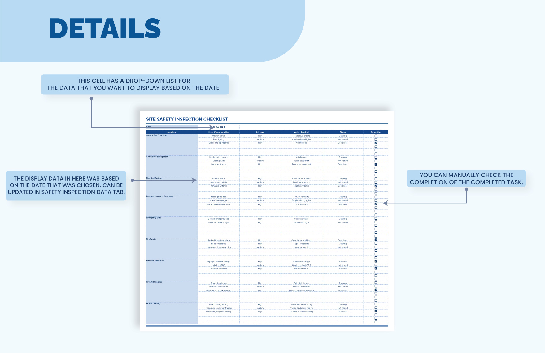 Site Safety Inspection Checklist Template