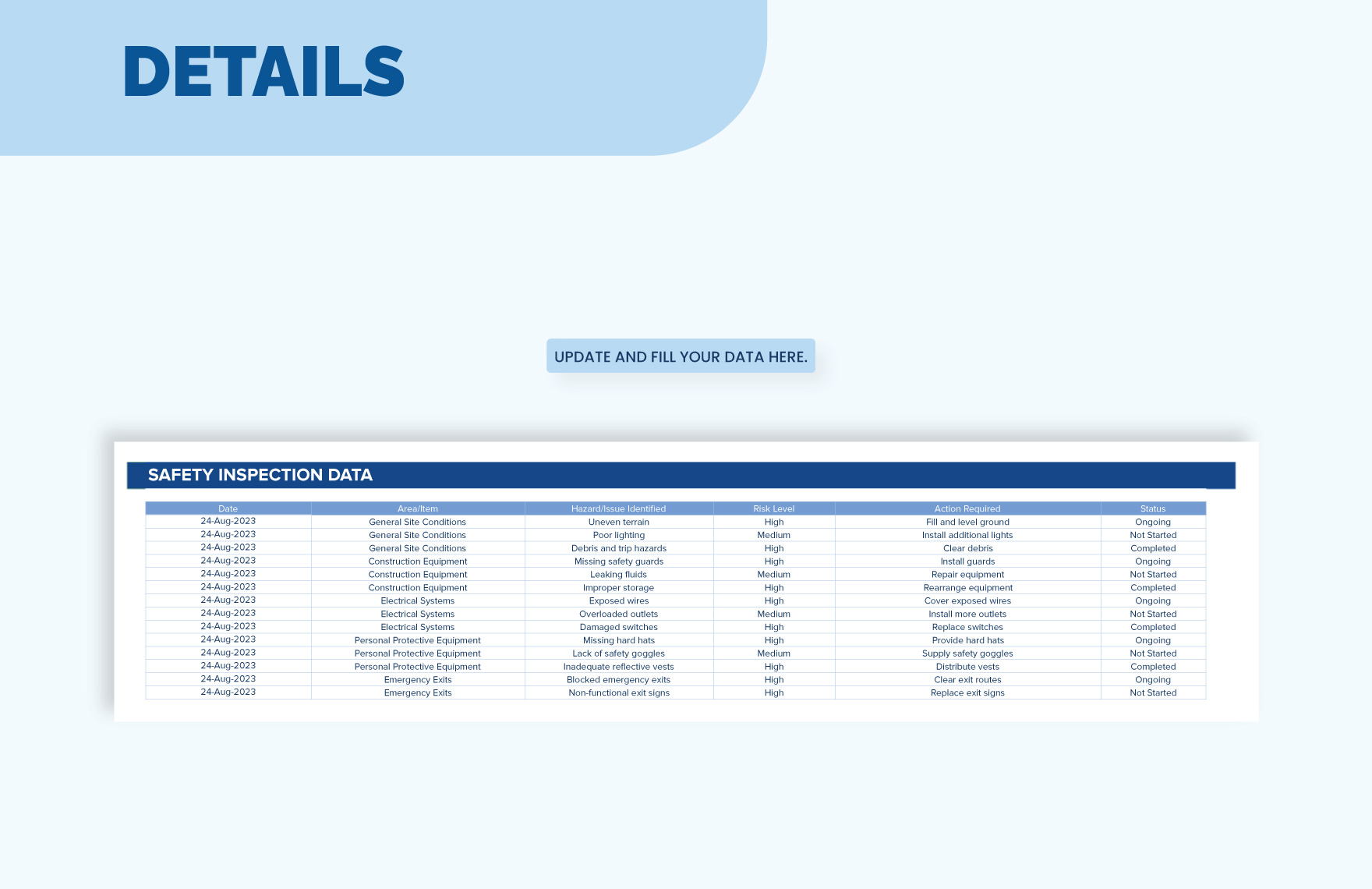 Site Safety Inspection Checklist Template