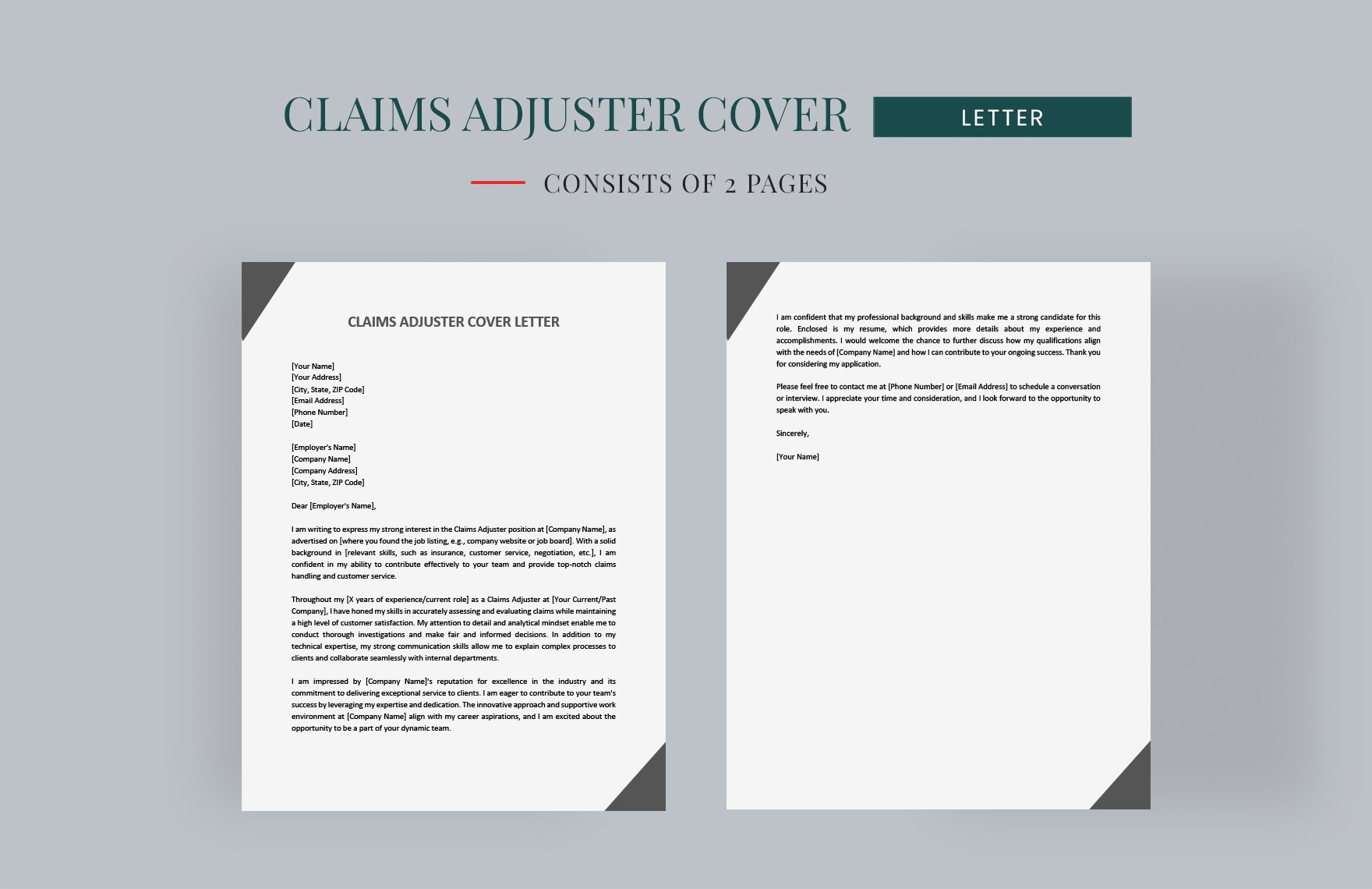 Claims Adjuster Cover Letter in Word, Google Docs, PDF