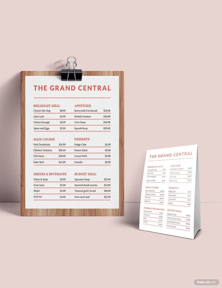 Menu Board Template in Word, Google Docs, Google Docs, Illustrator, PSD, Apple Pages, Publisher