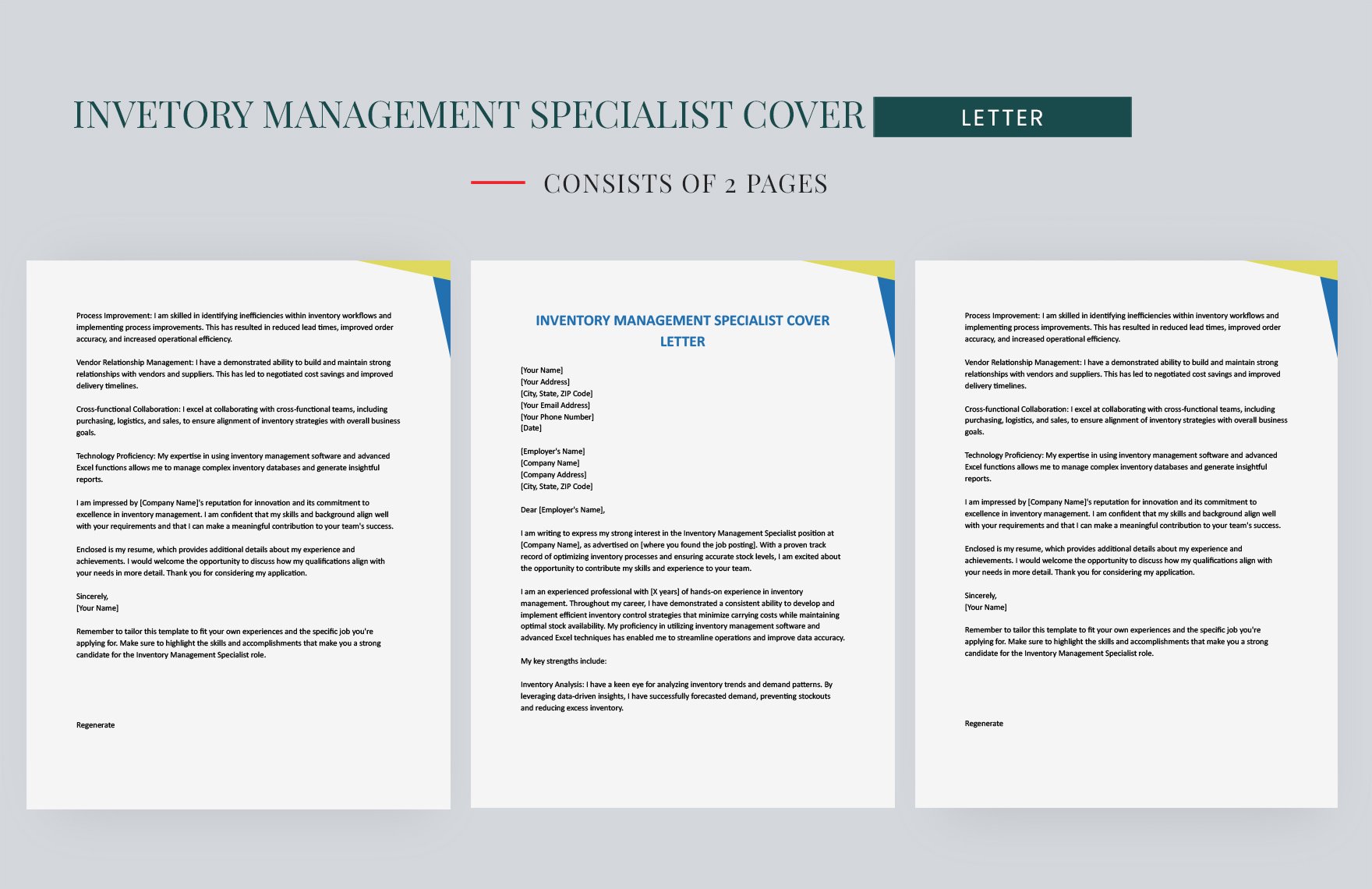 Inventory Management Specialist Cover Letter in Word, Google Docs