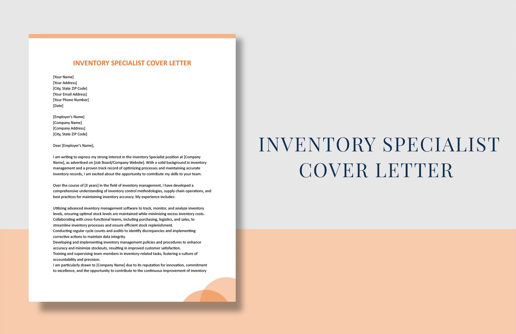 Inventory Specialist Cover Letter