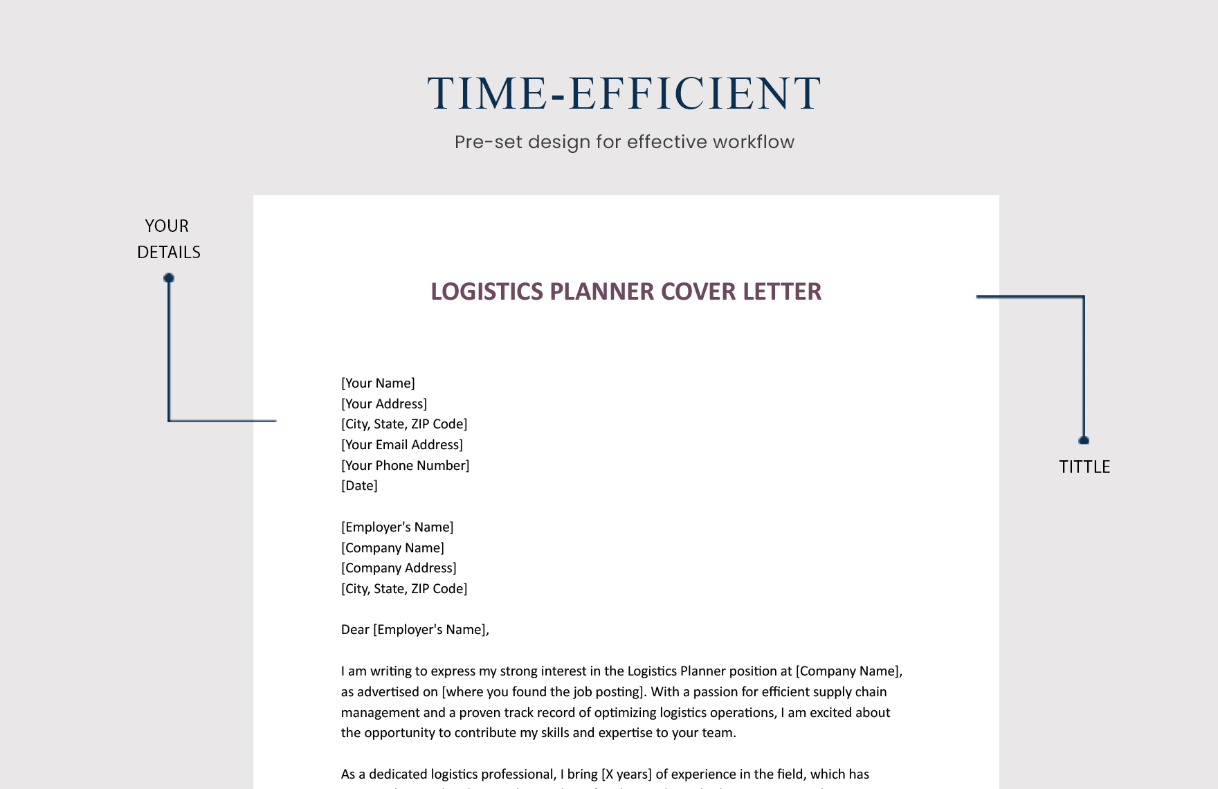 Logistics Planner Cover Letter