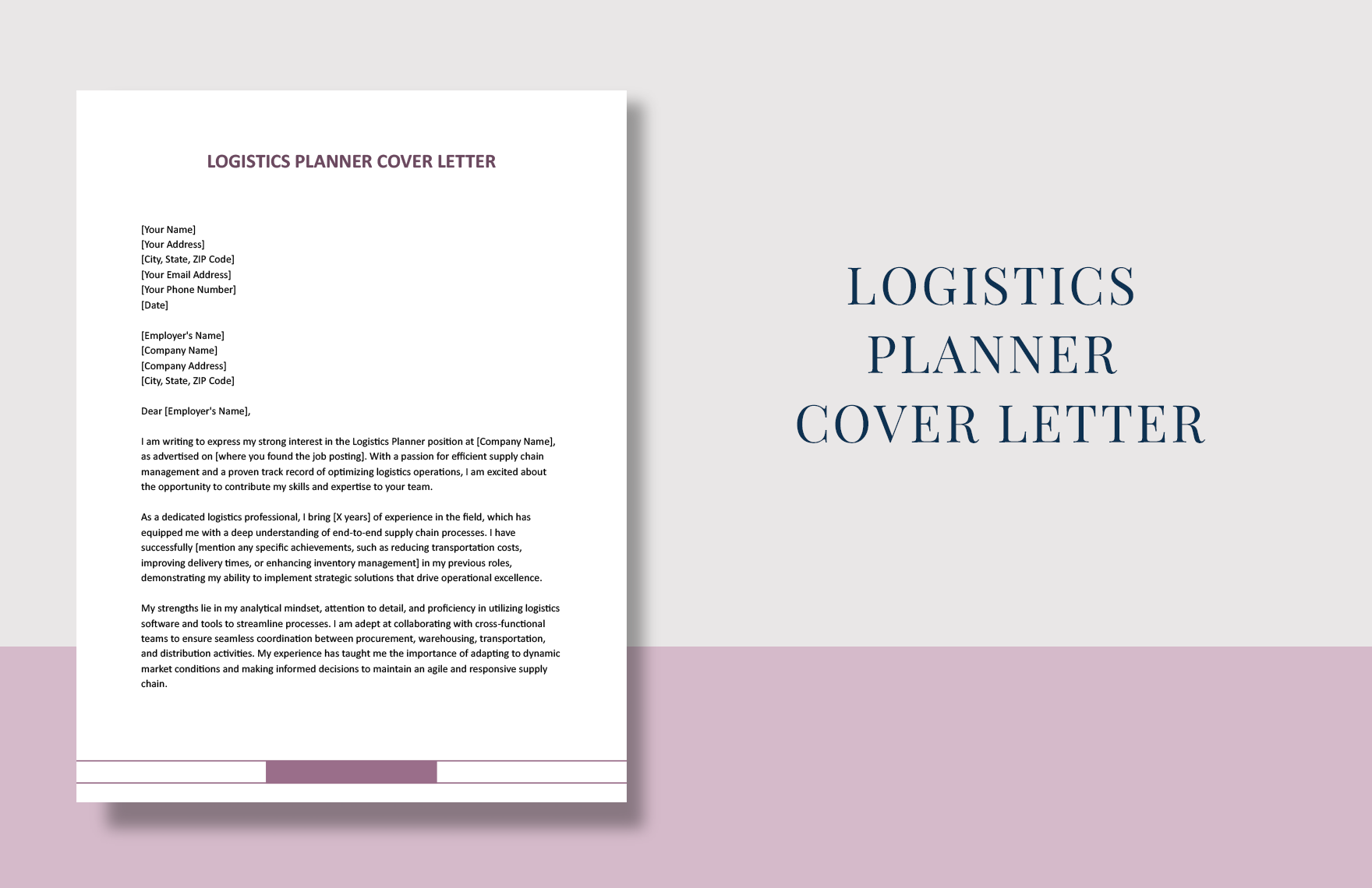 Logistics Planner Cover Letter
