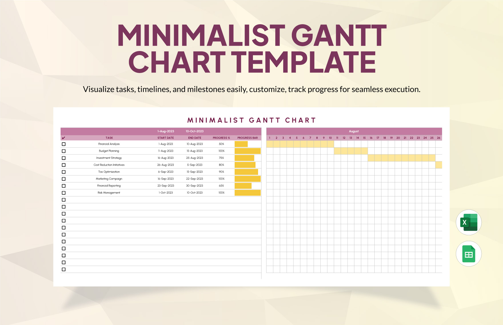 Free Minimalist Gantt Chart Template