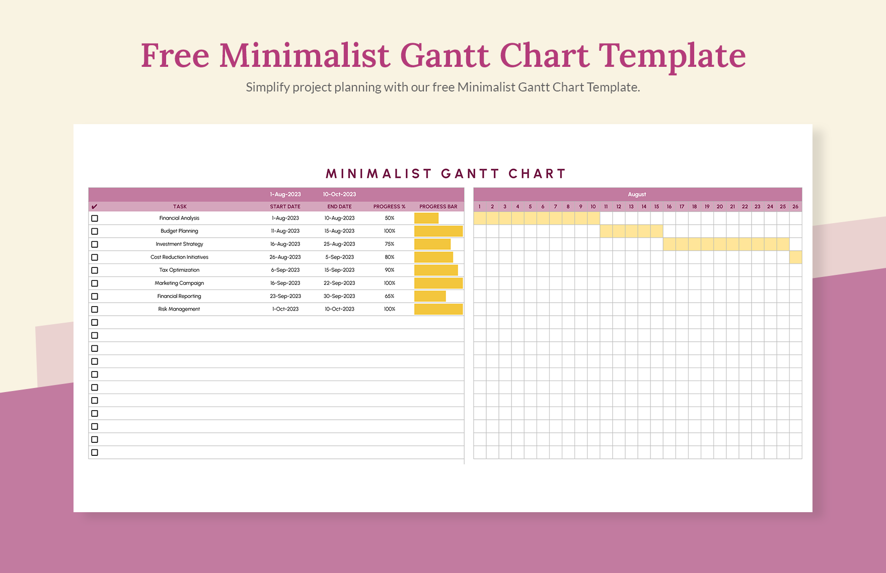 Free Minimalist Gantt Chart Template