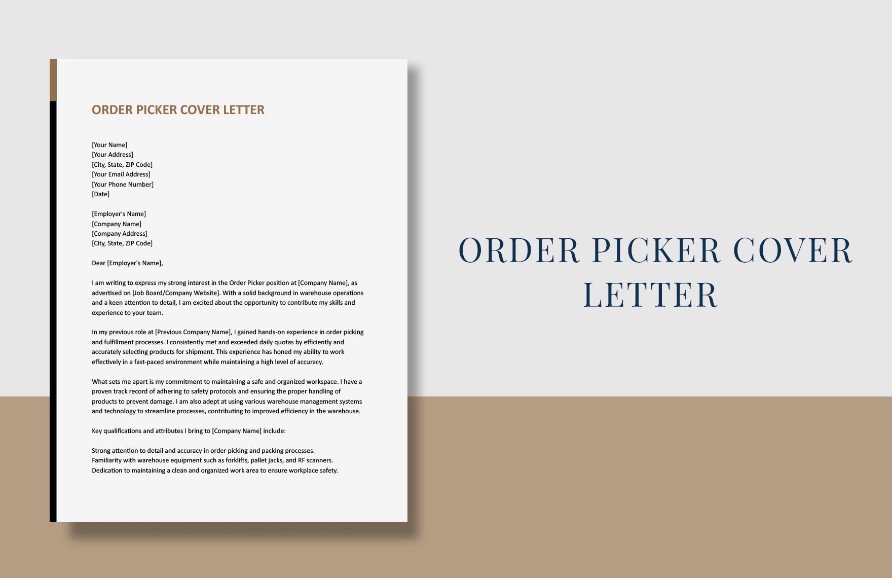 Order Picker Cover Letter in Word, Google Docs