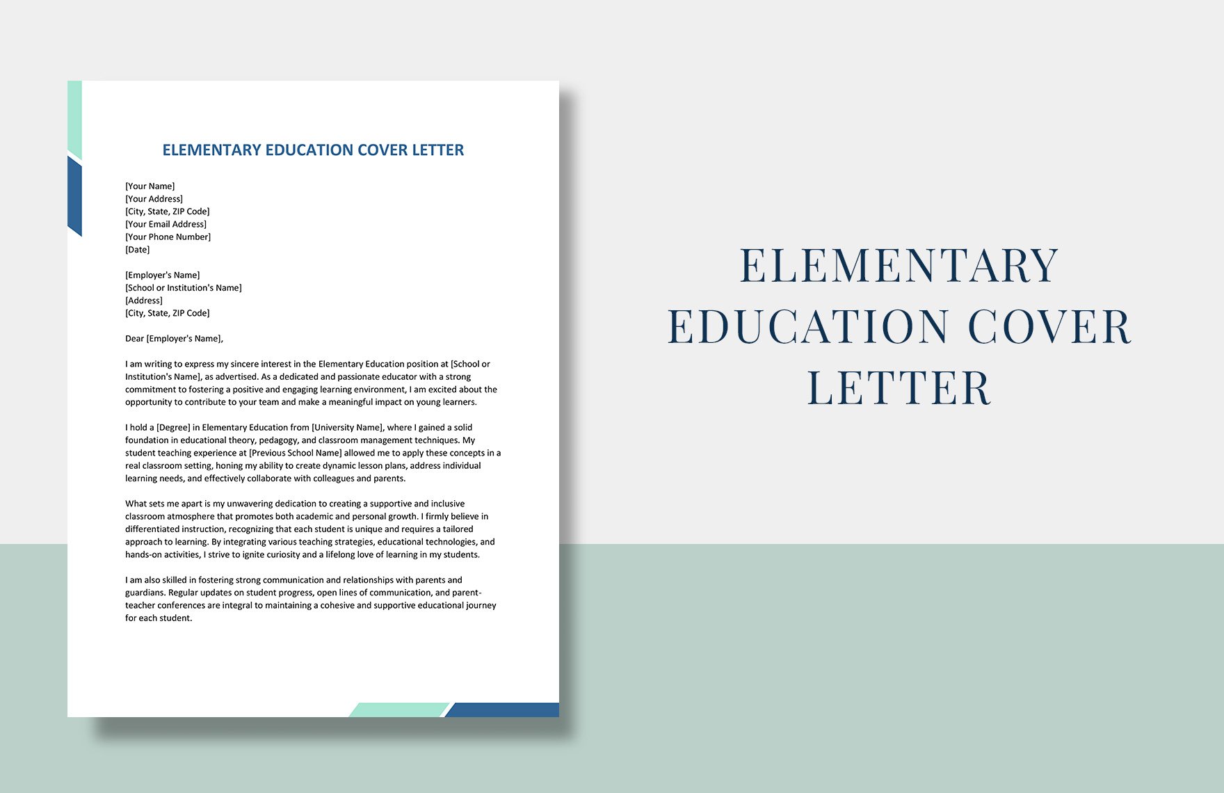 Elementary Education Cover Letter in Word, Google Docs, Apple Pages