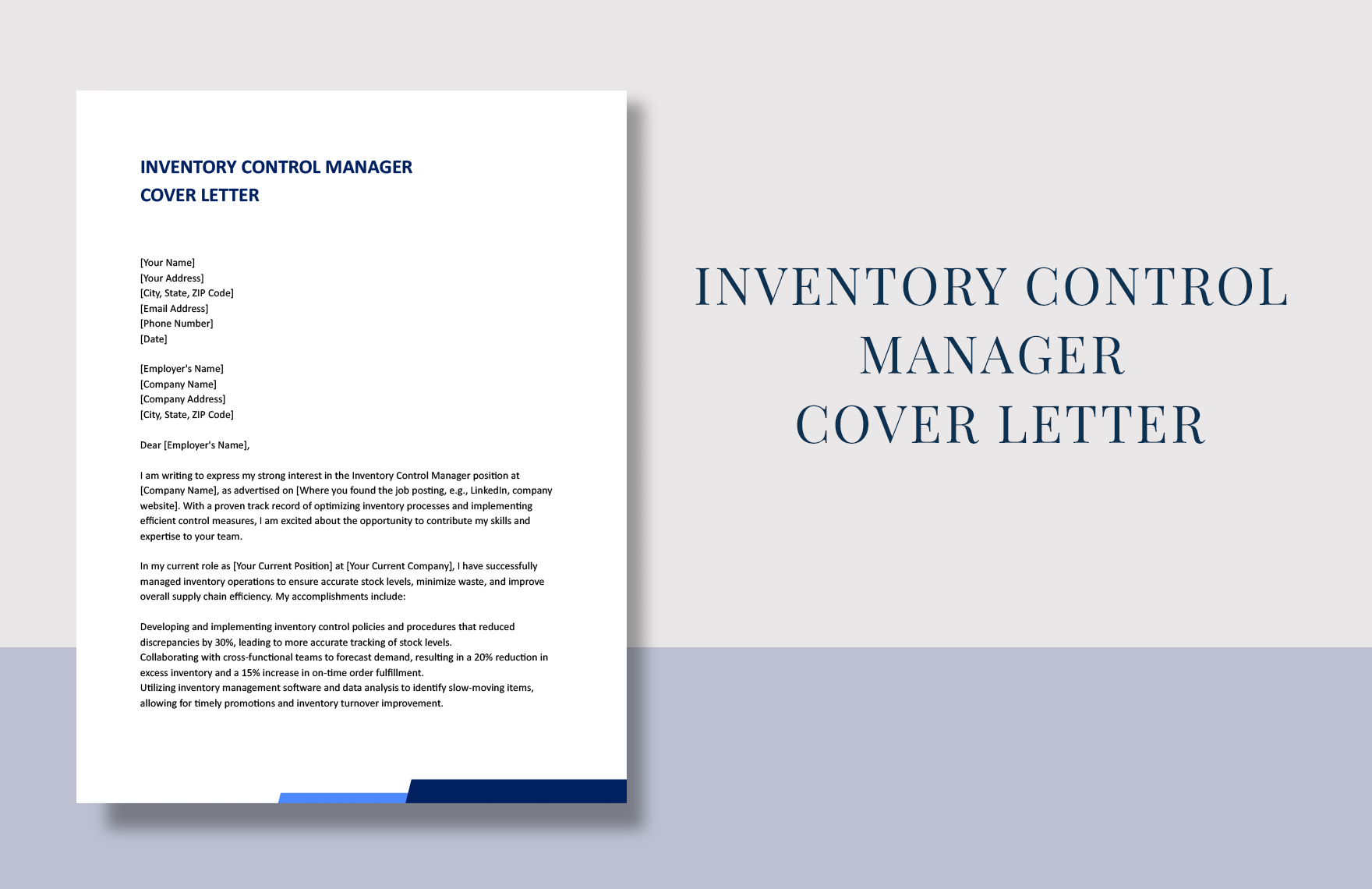 Inventory Control Manager Cover Letter