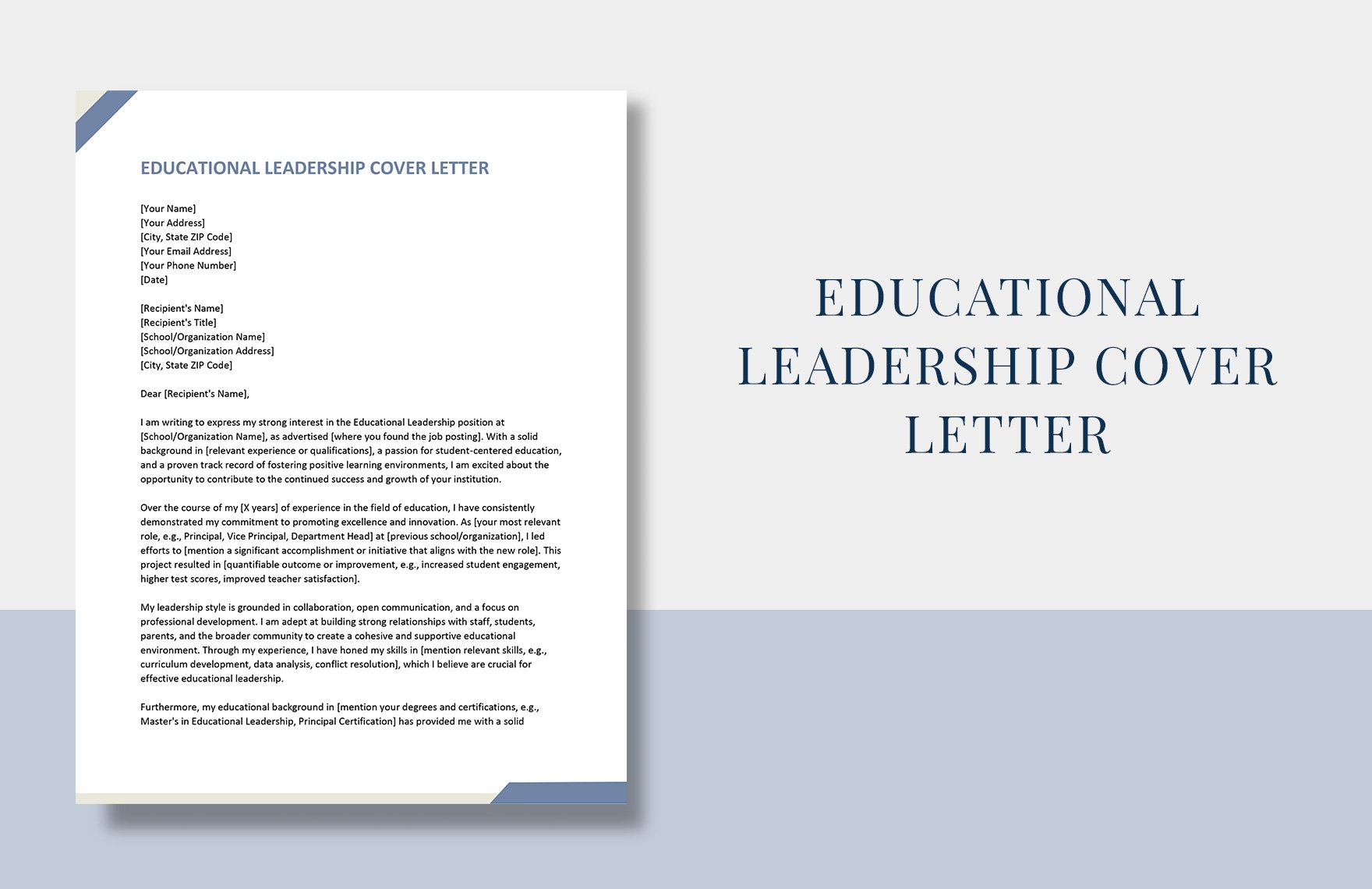 Educational Leadership Cover Letter in Word, Google Docs, Apple Pages