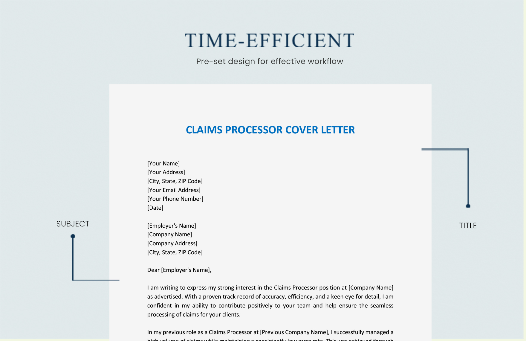 application letter for claims processor