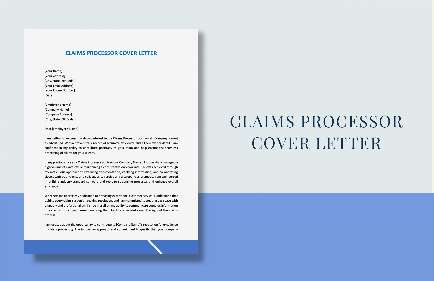 Claims Processor Cover Letter in Word, Google Docs, PDF