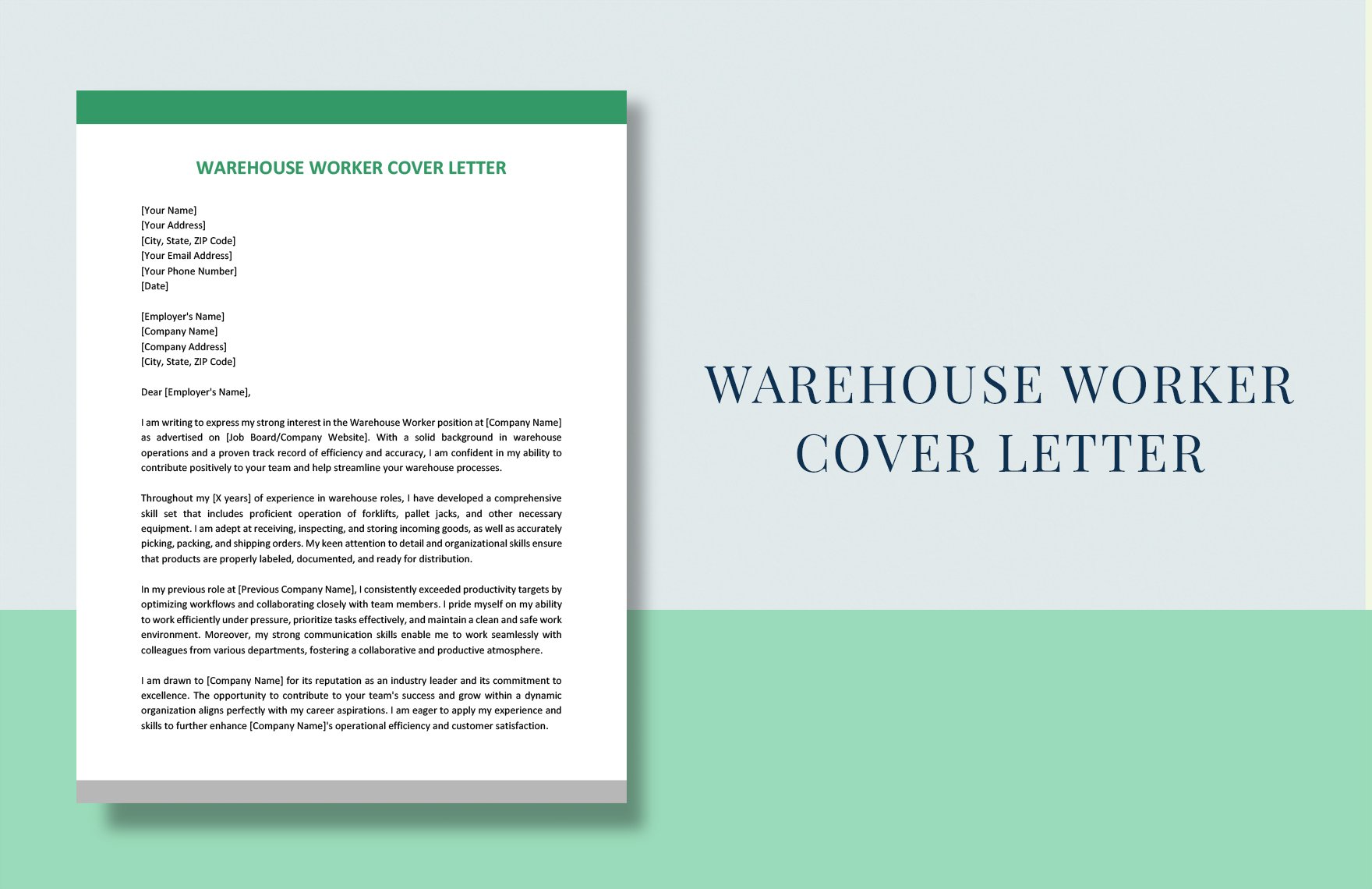 Warehouse Worker Cover Letter in Word, Google Docs, PDF