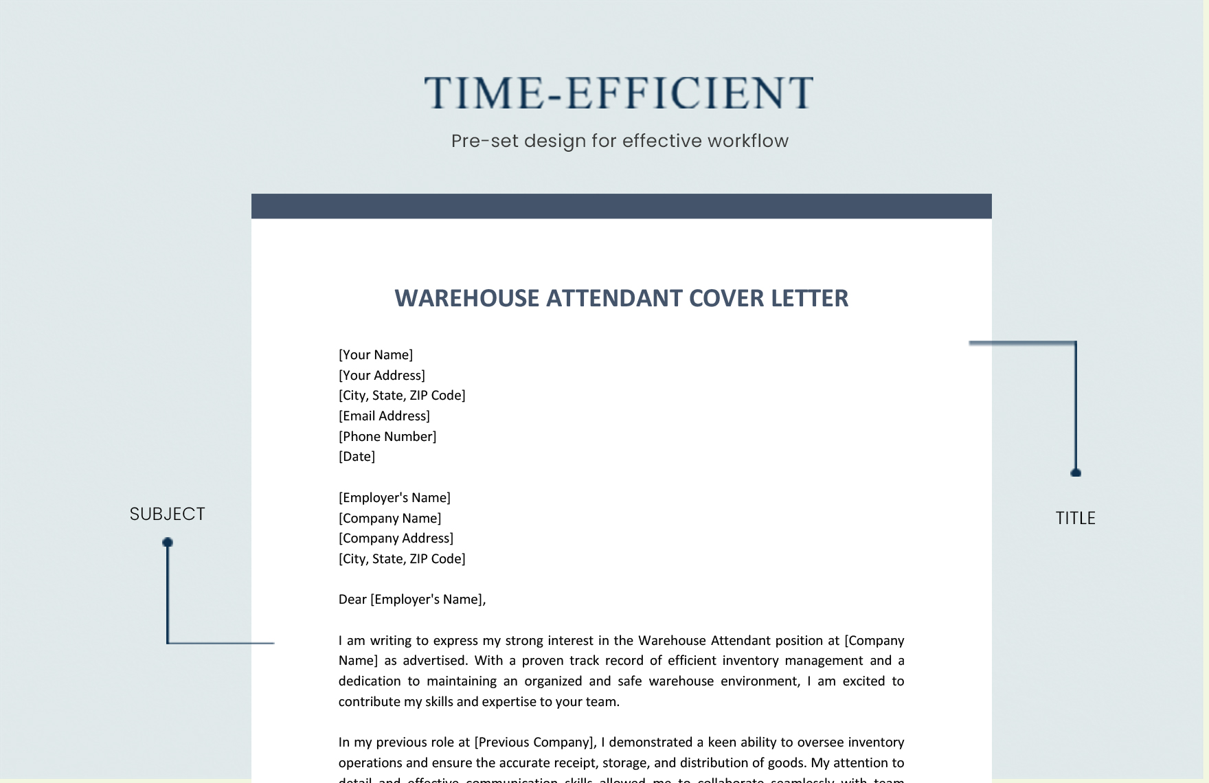 Warehouse Attendant Cover Letter