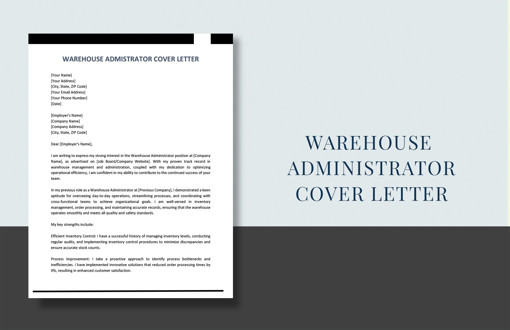 Free Warehouse Administrator Cover Letter