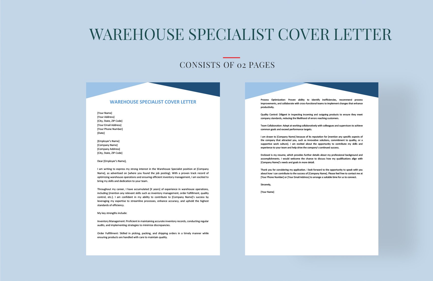 Warehouse Specialist Cover Letter in Word, Google Docs, PDF