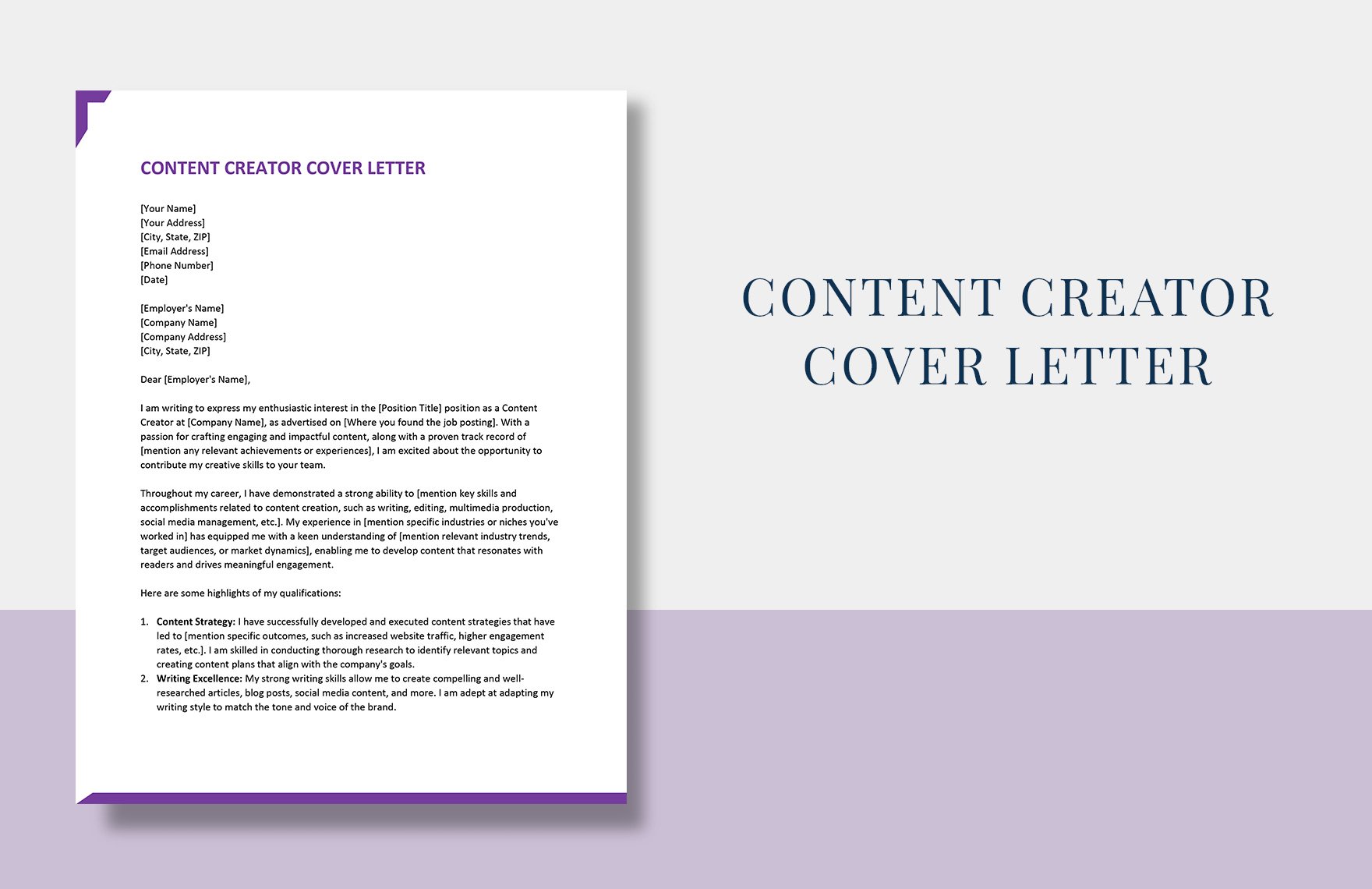 Content Creator Cover Letter in Word, Google Docs, Apple Pages