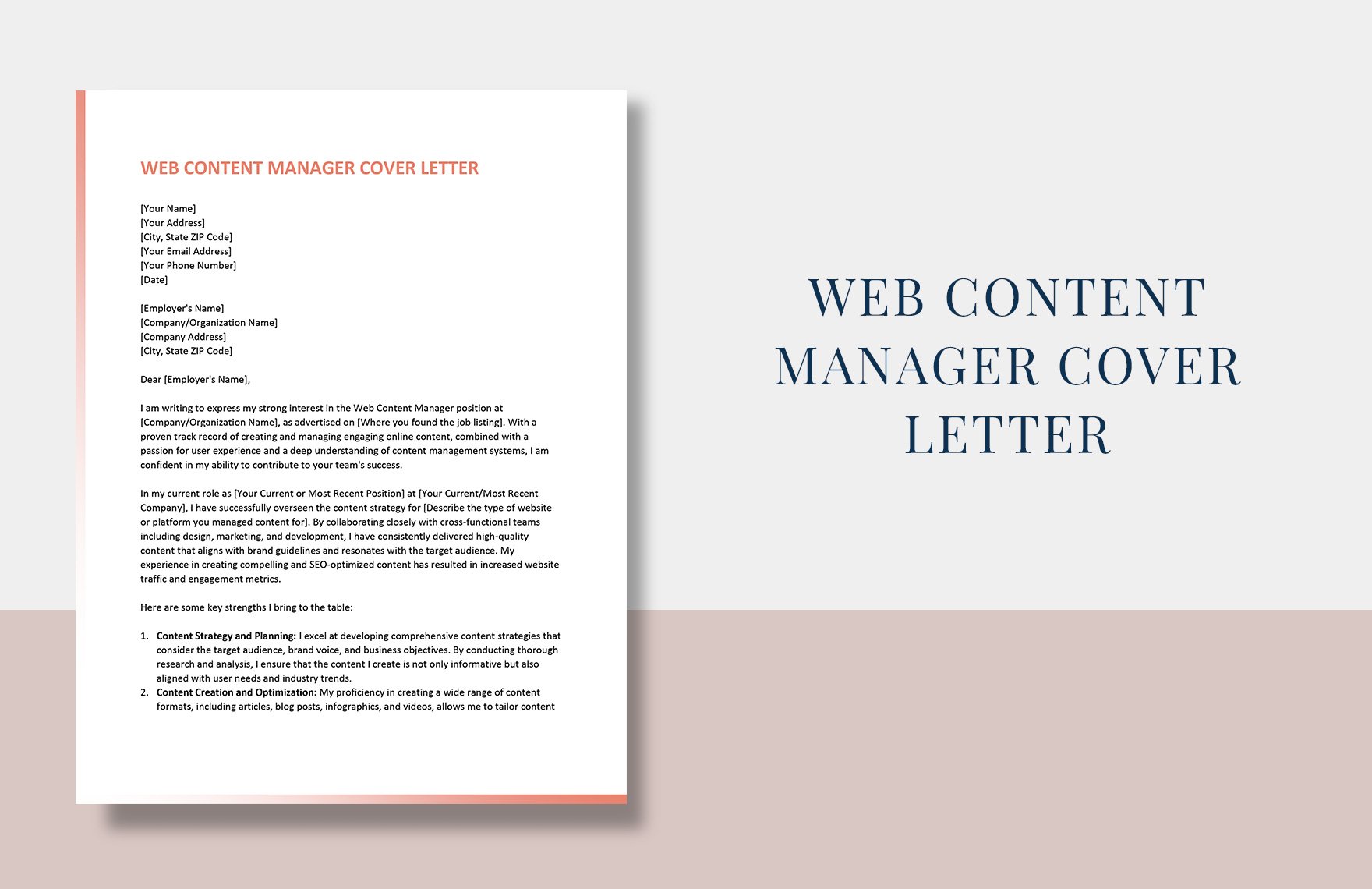 Free Web Content Manager Cover Letter