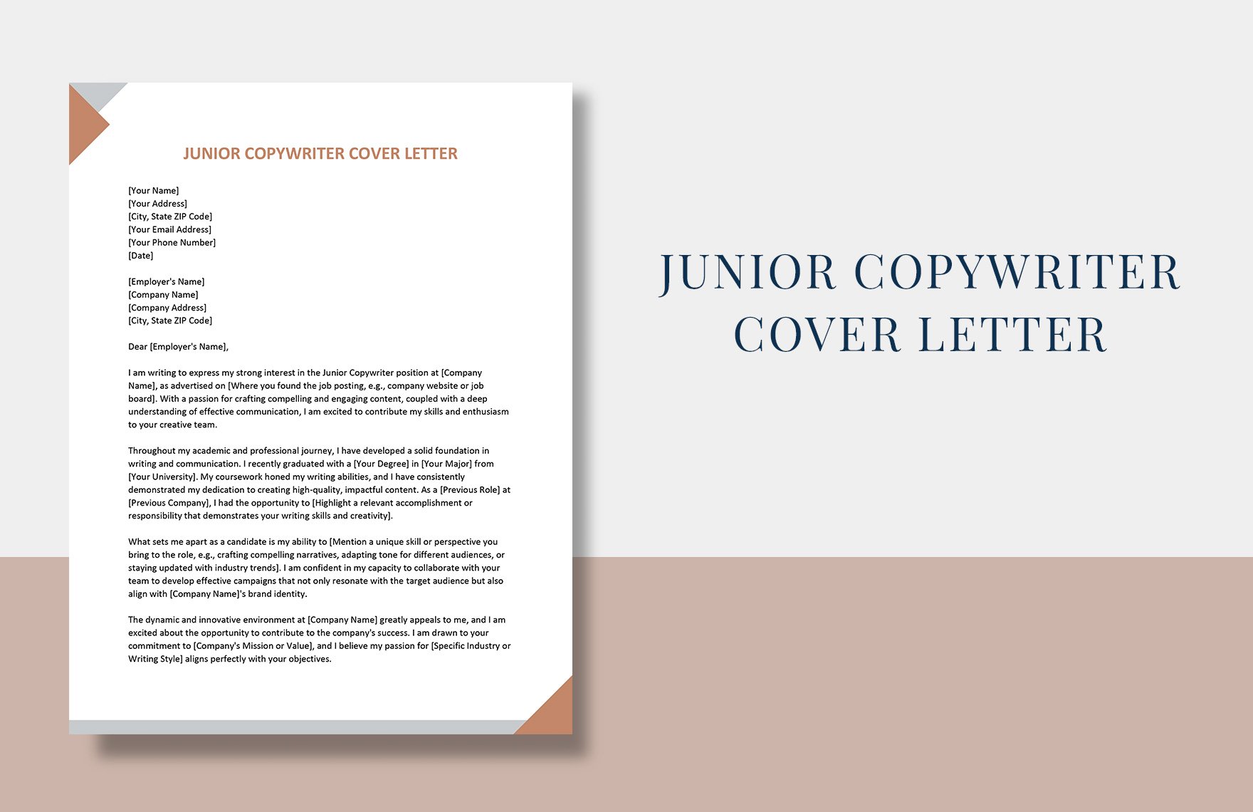 Junior Copywriter Cover Letter in Word, Google Docs, Apple Pages