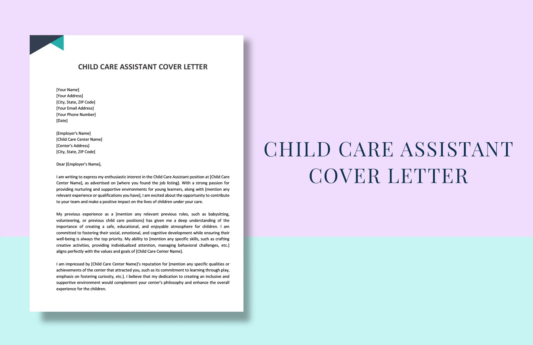 Child Care Assistant Cover Letter in Word, Google Docs, PDF