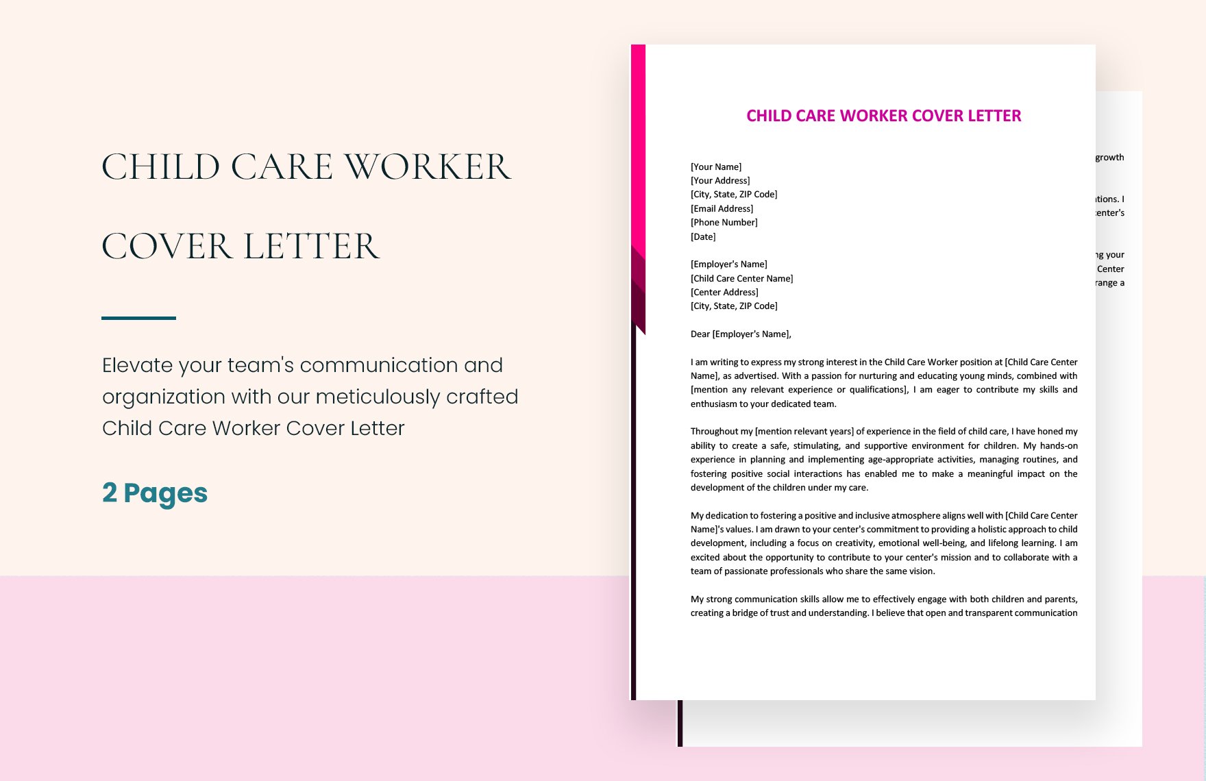 Child Care Worker Cover Letter in Word, Google Docs, PDF