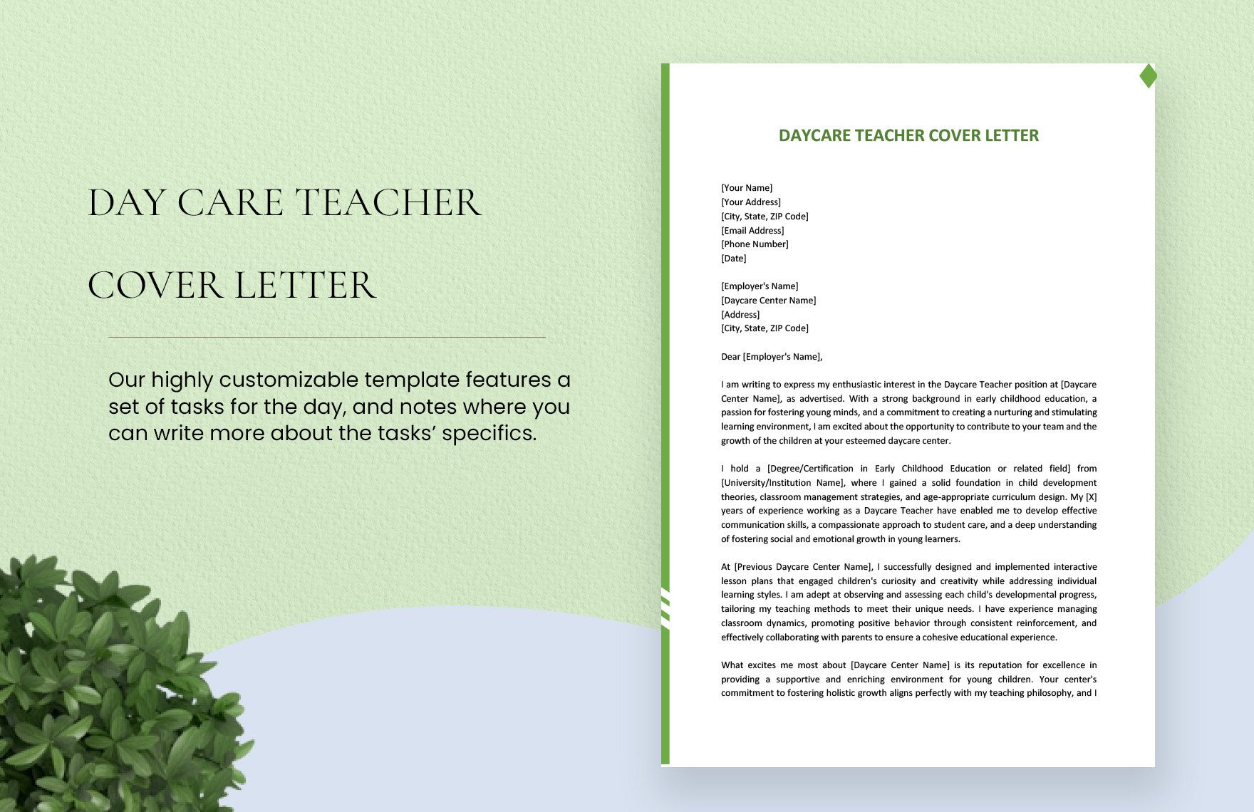 Daycare Teacher Cover Letter