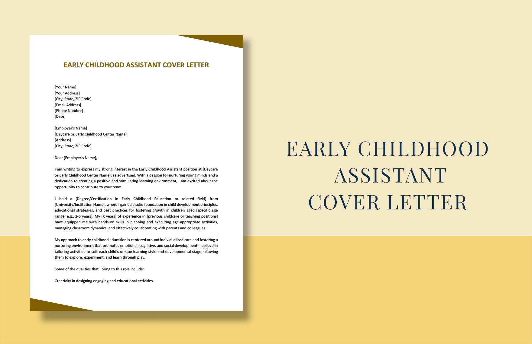 Early Childhood Assistant Cover Letter in Word, Google Docs, PDF