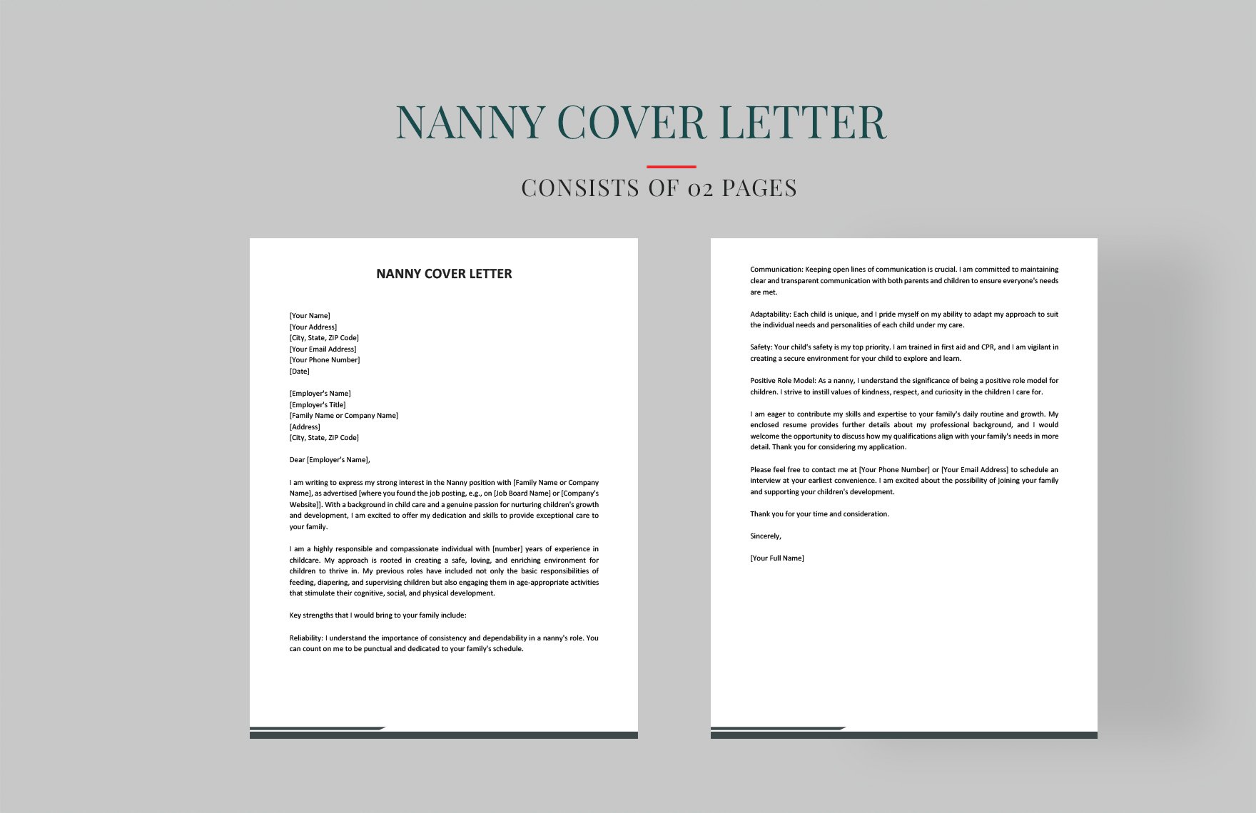 Nanny Cover Letter in Word, Google Docs, PDF