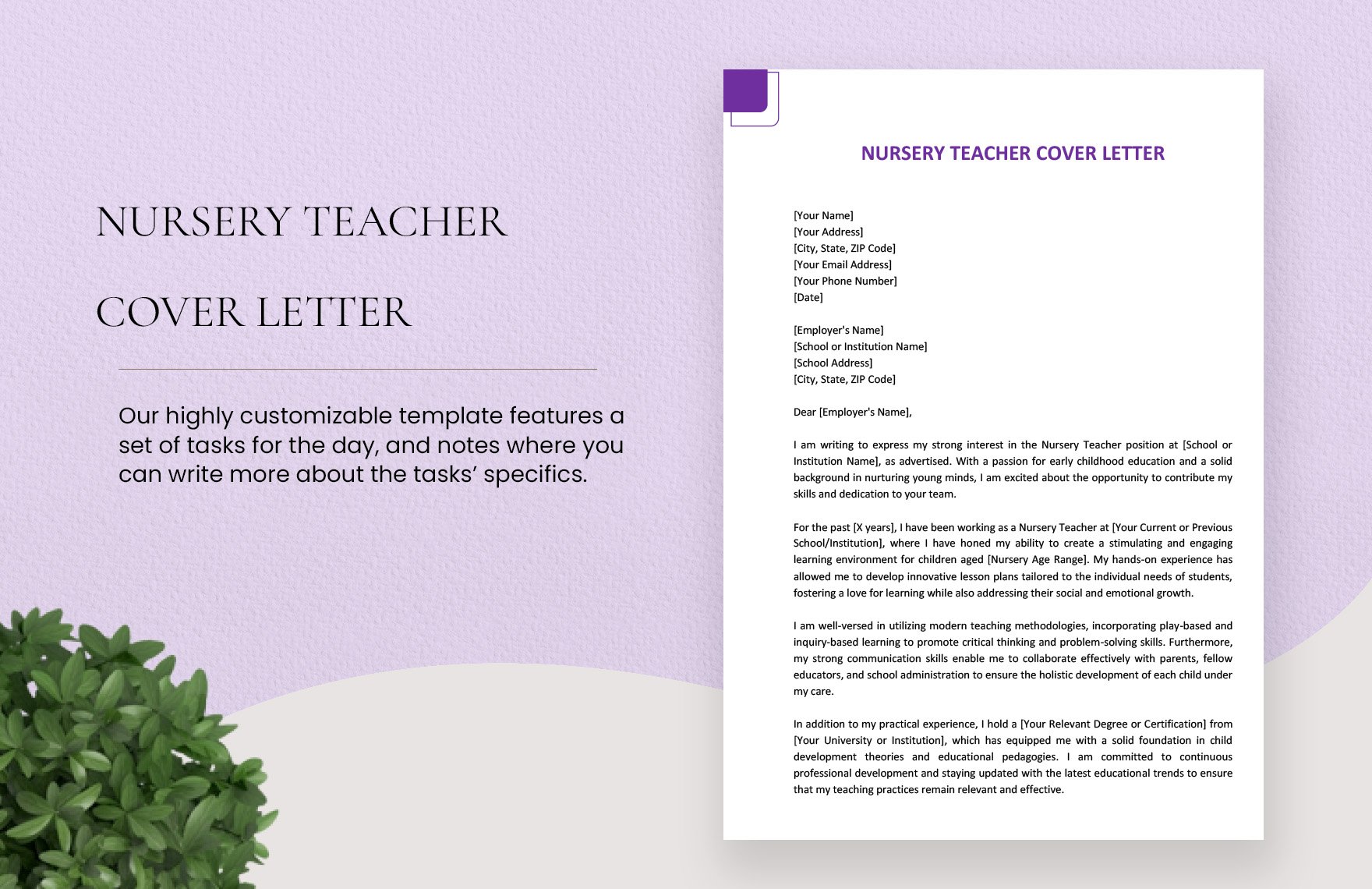 Nursery Teacher Cover Letter