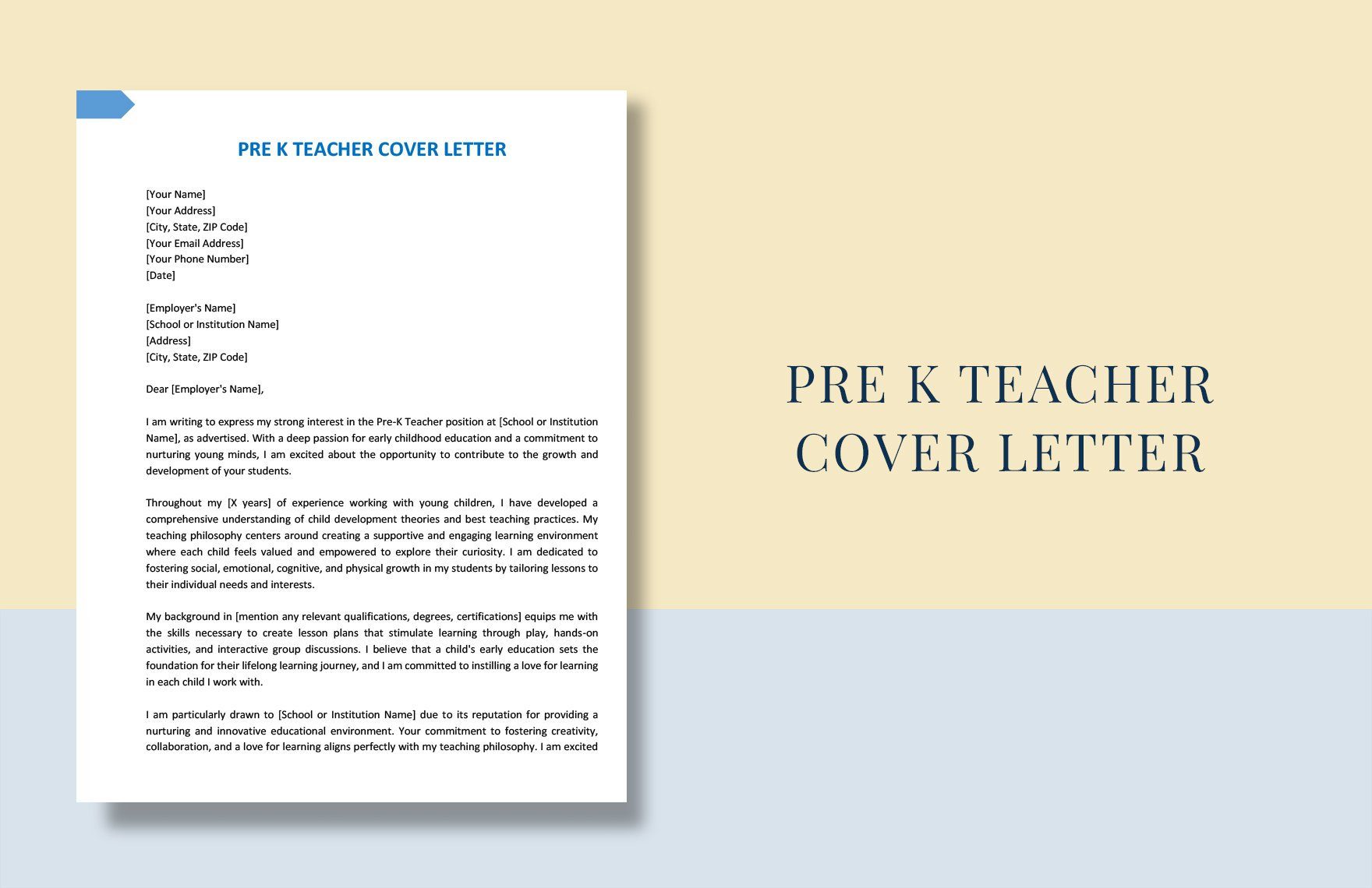 Pre K Teacher Cover Letter