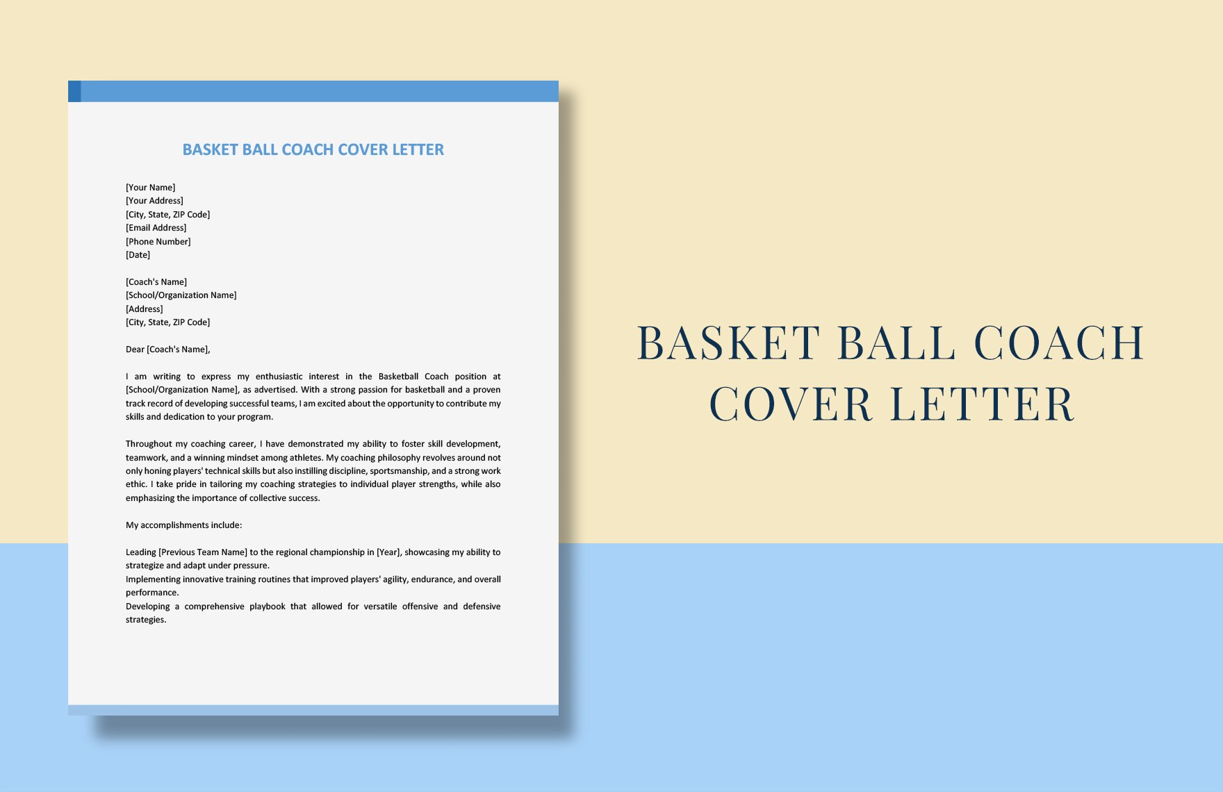 Basketball Coach Cover Letter in Word, Google Docs, PDF