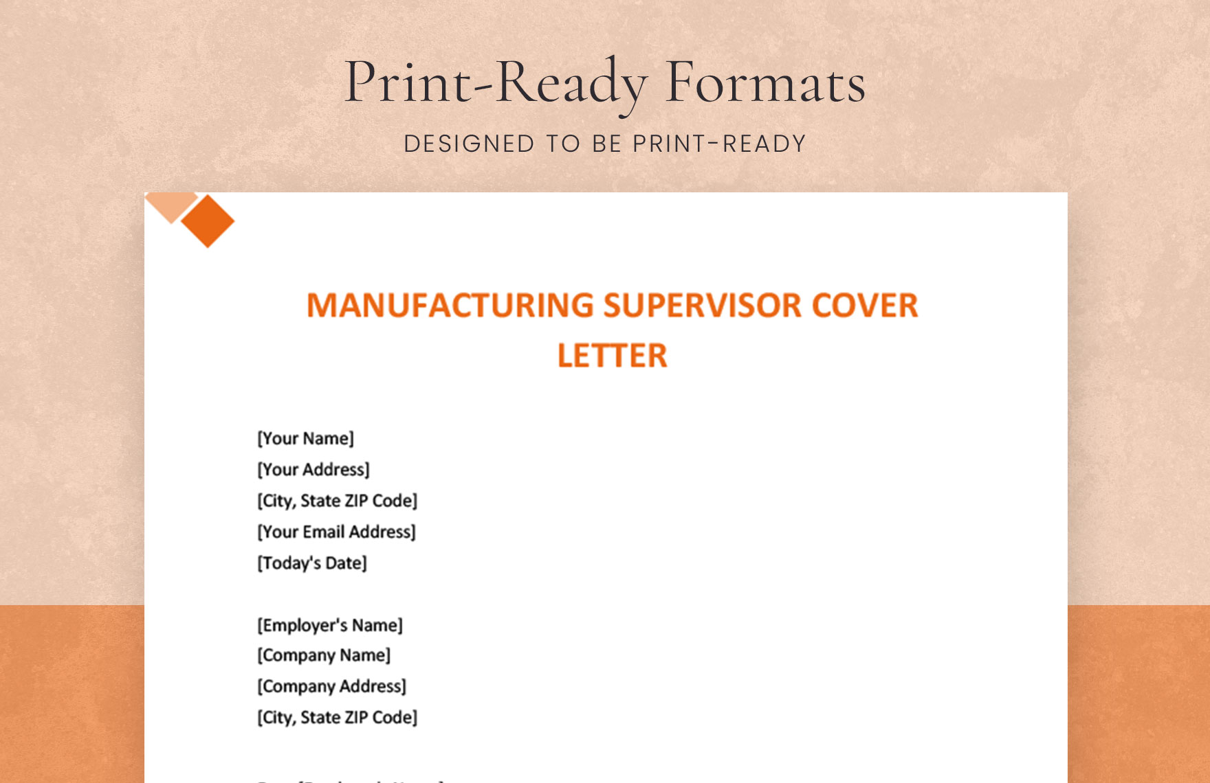 Manufacturing Supervisor Cover Letter