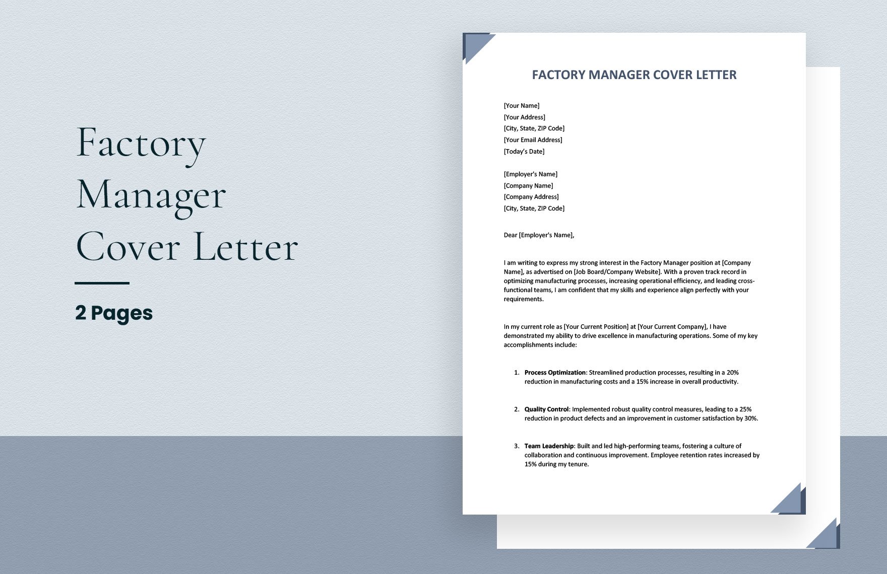 Factory Manager Cover Letter