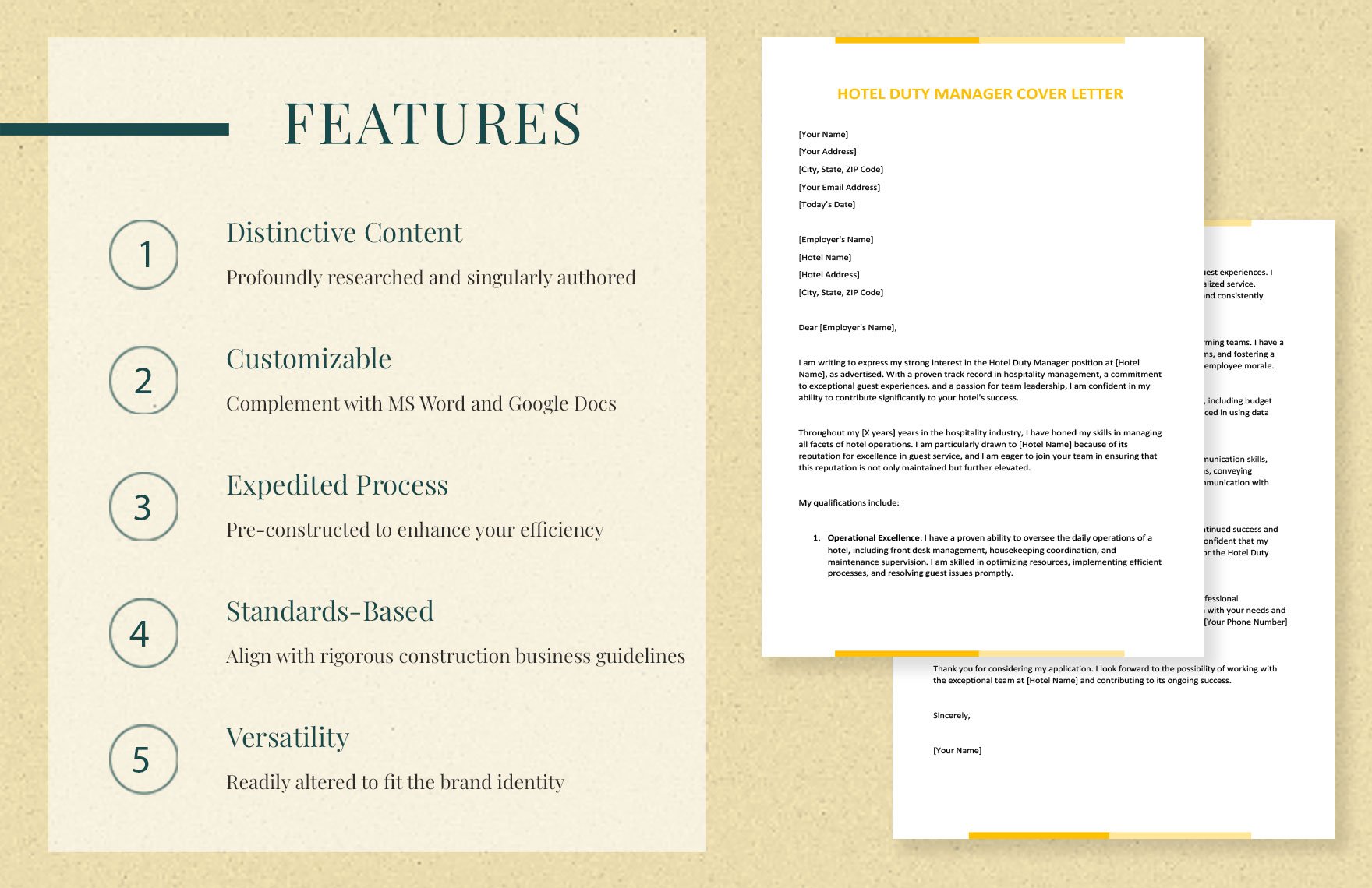 Hotel Duty Manager Cover Letter in Word, Google Docs - Download ...