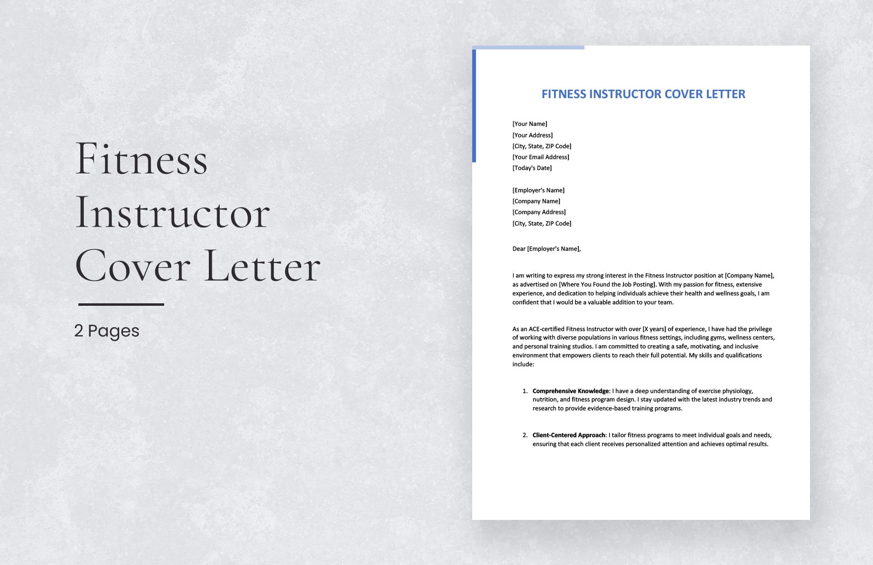 Fitness Instructor Cover Letter