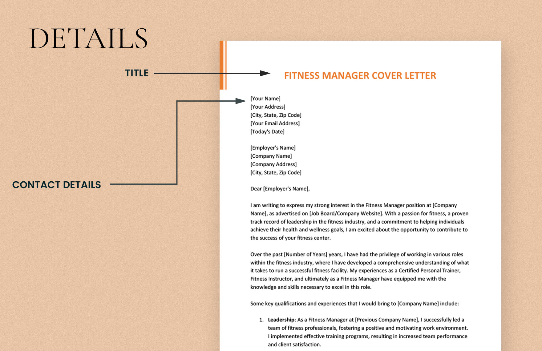 Fitness Manager Cover Letter