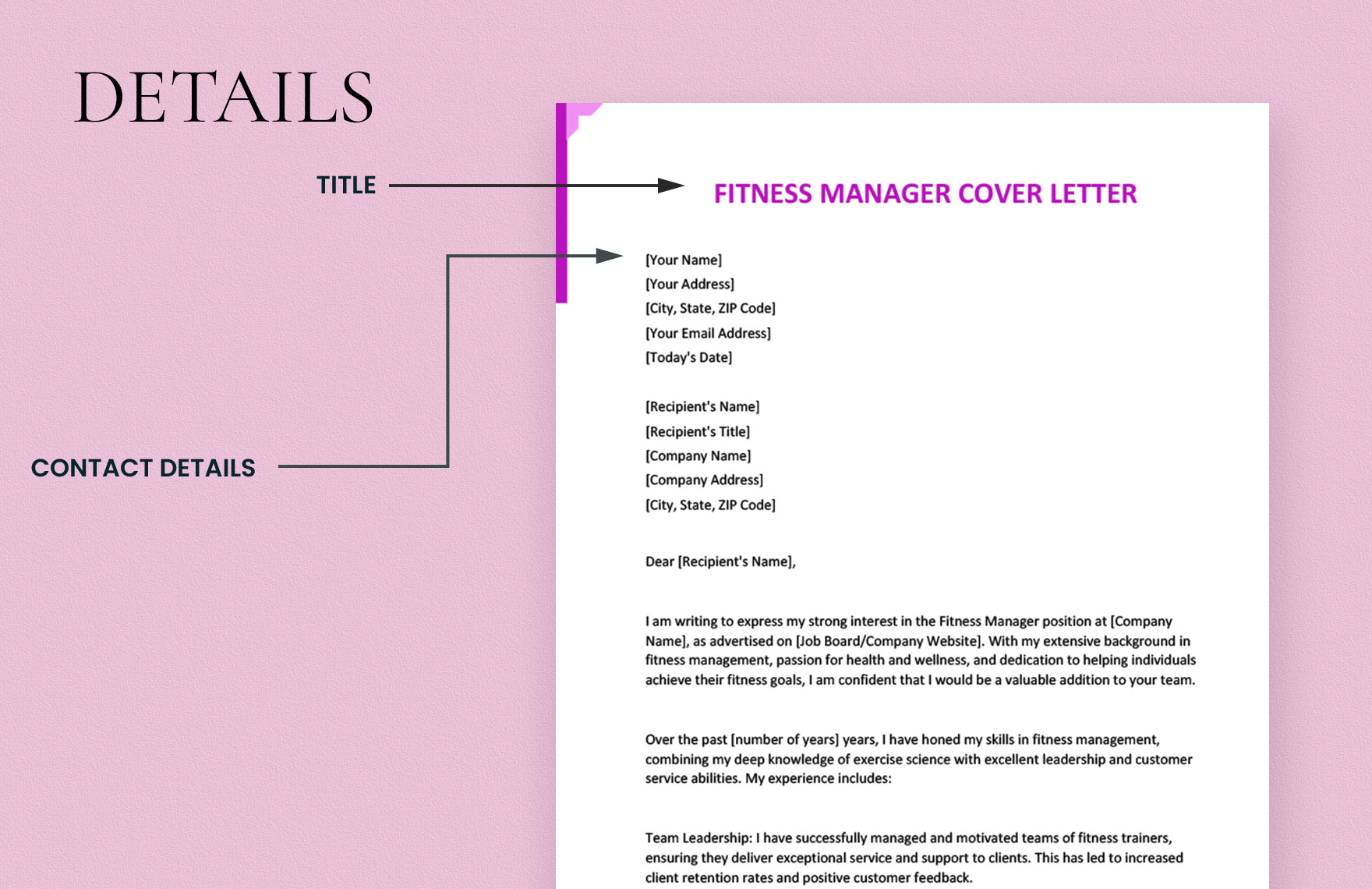 Fitness Manager Cover Letter